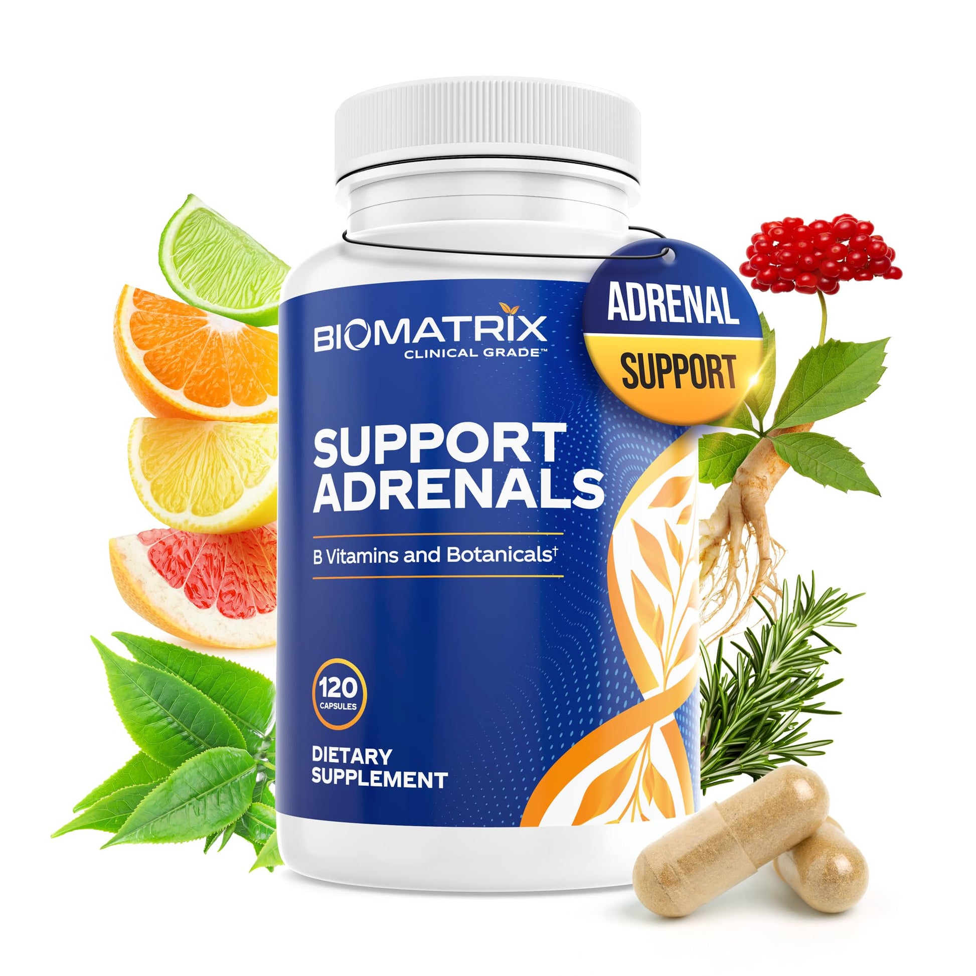 BioMatrix Adrenal Fatigue Supplement Cortisol Manager 5-MTHF B Vitamins Vitamin C Adaptogens Bioflavonoids DHEA Inositol 120 Capsules