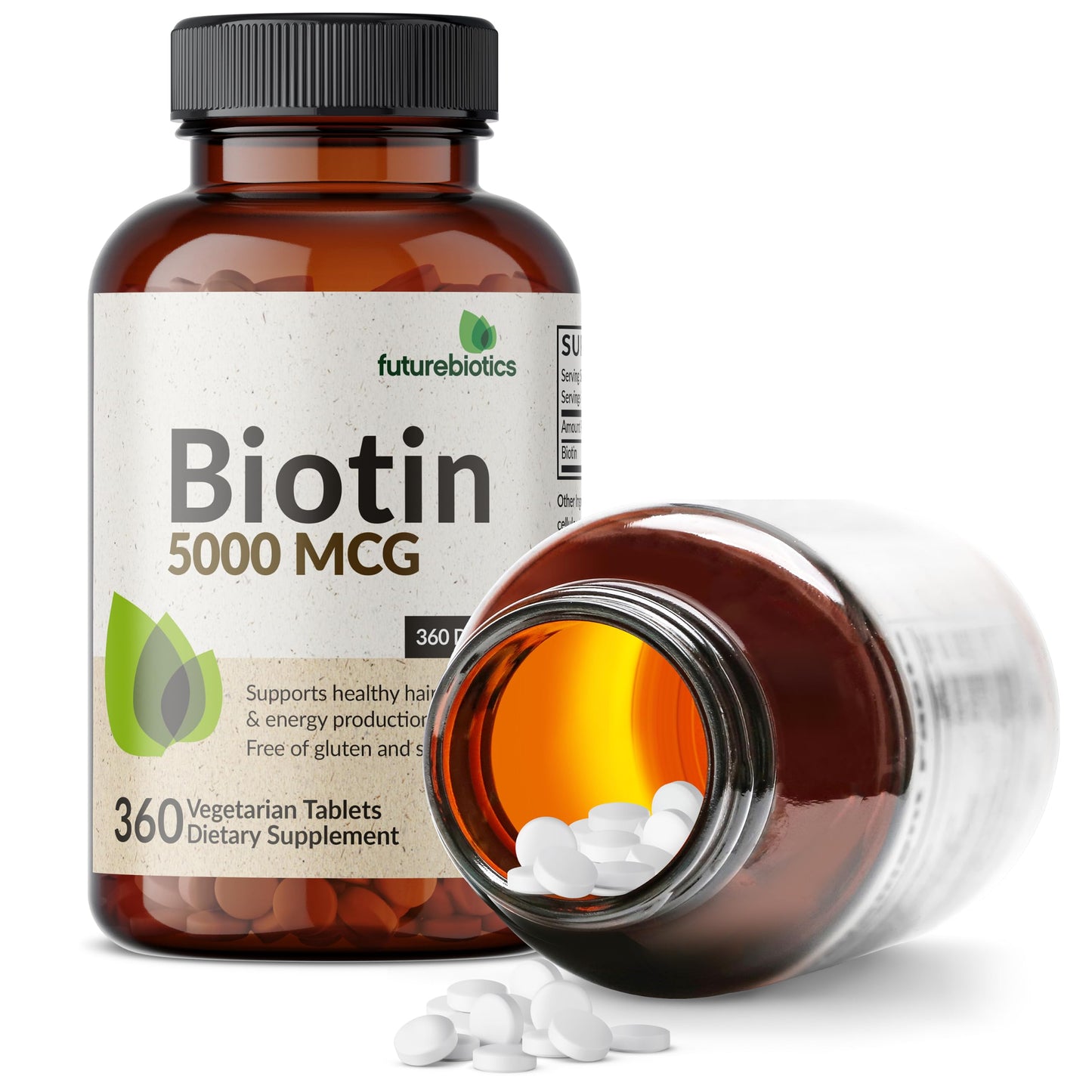 Futurebiotics Biotin 5000 MCG Supports Healthy Hair, Skin, Nails & Energy Production Non-GMO, 360 Tablets