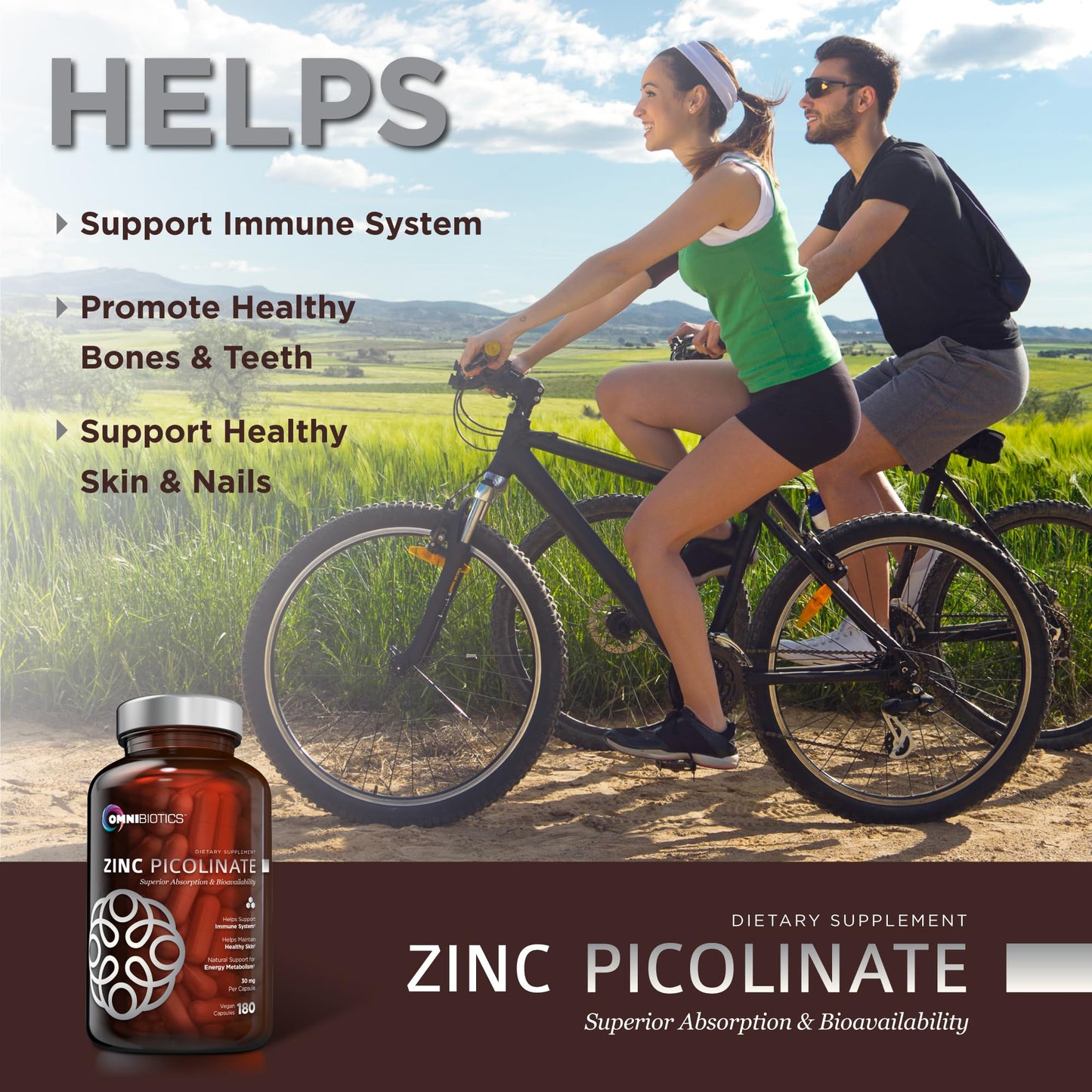 OmniBiotics Zinc Picolinate 30mg Supplement 180 Capsules