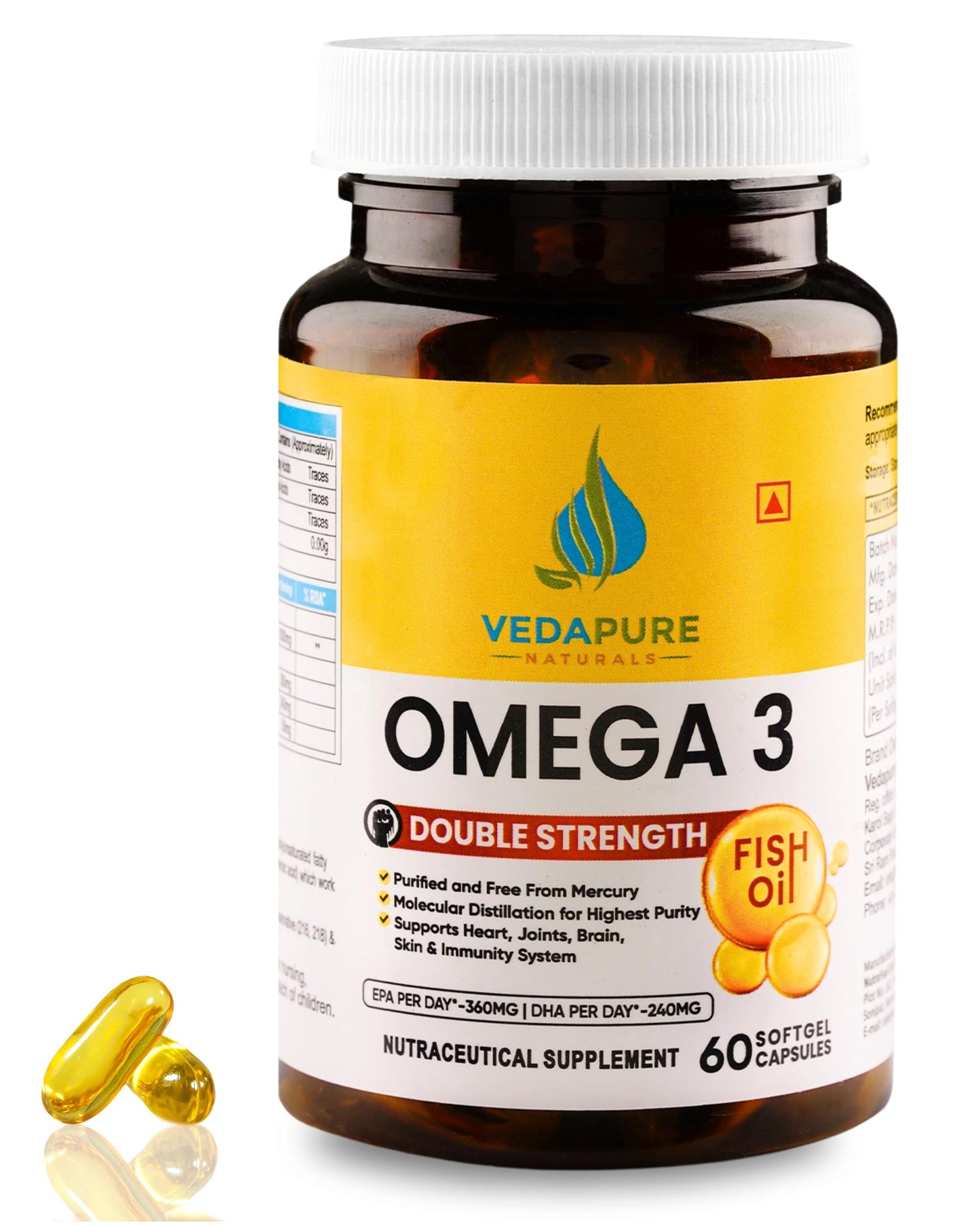 Vedapure Omega-3 Fish Oil Softgels, 60 Count