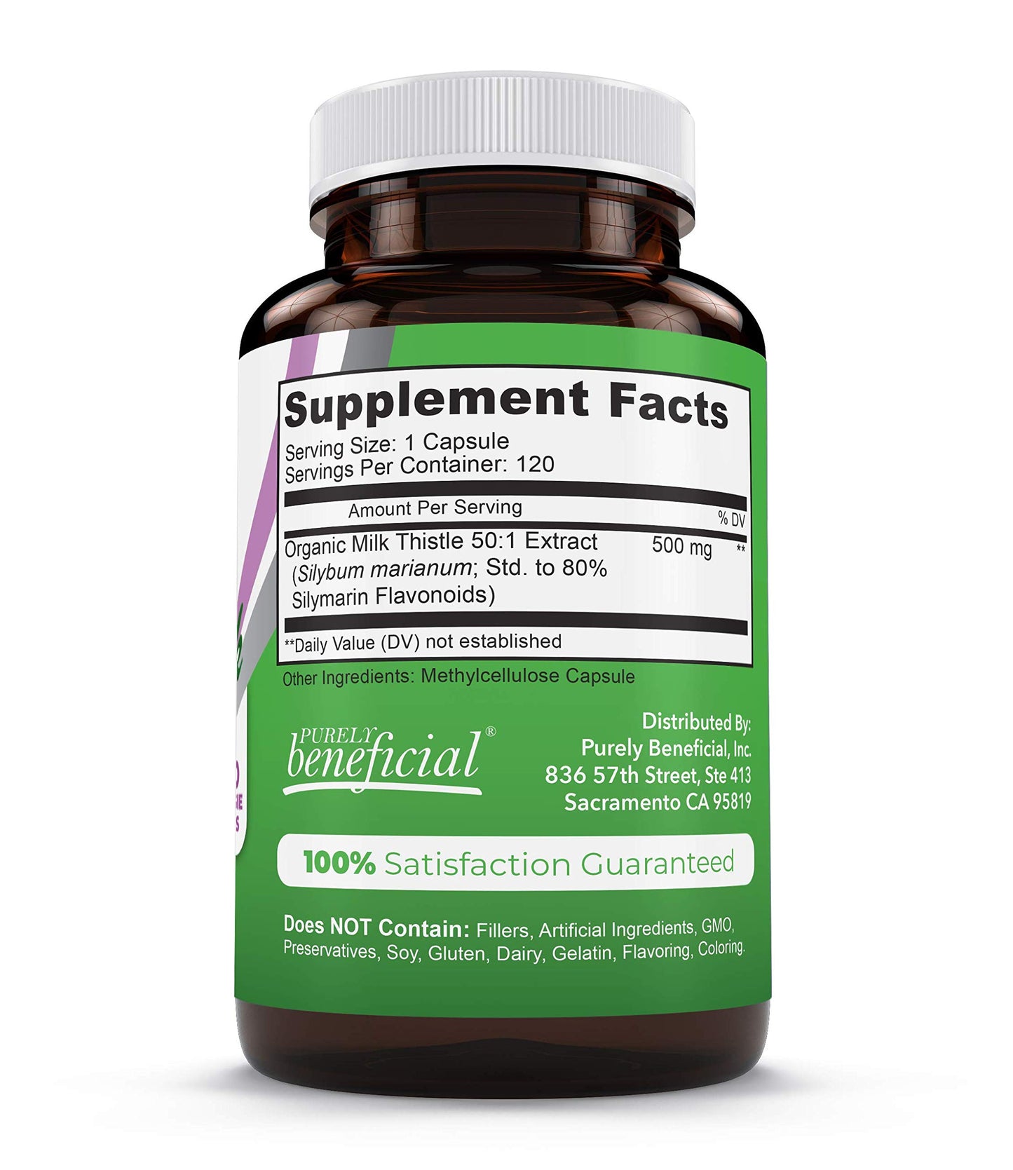 PURELY beneficial Milk Thistle Capsules (50:1 Milk Thistle Extract) Liver Cleanse & Antioxidant Support, 120 Veg Capsules