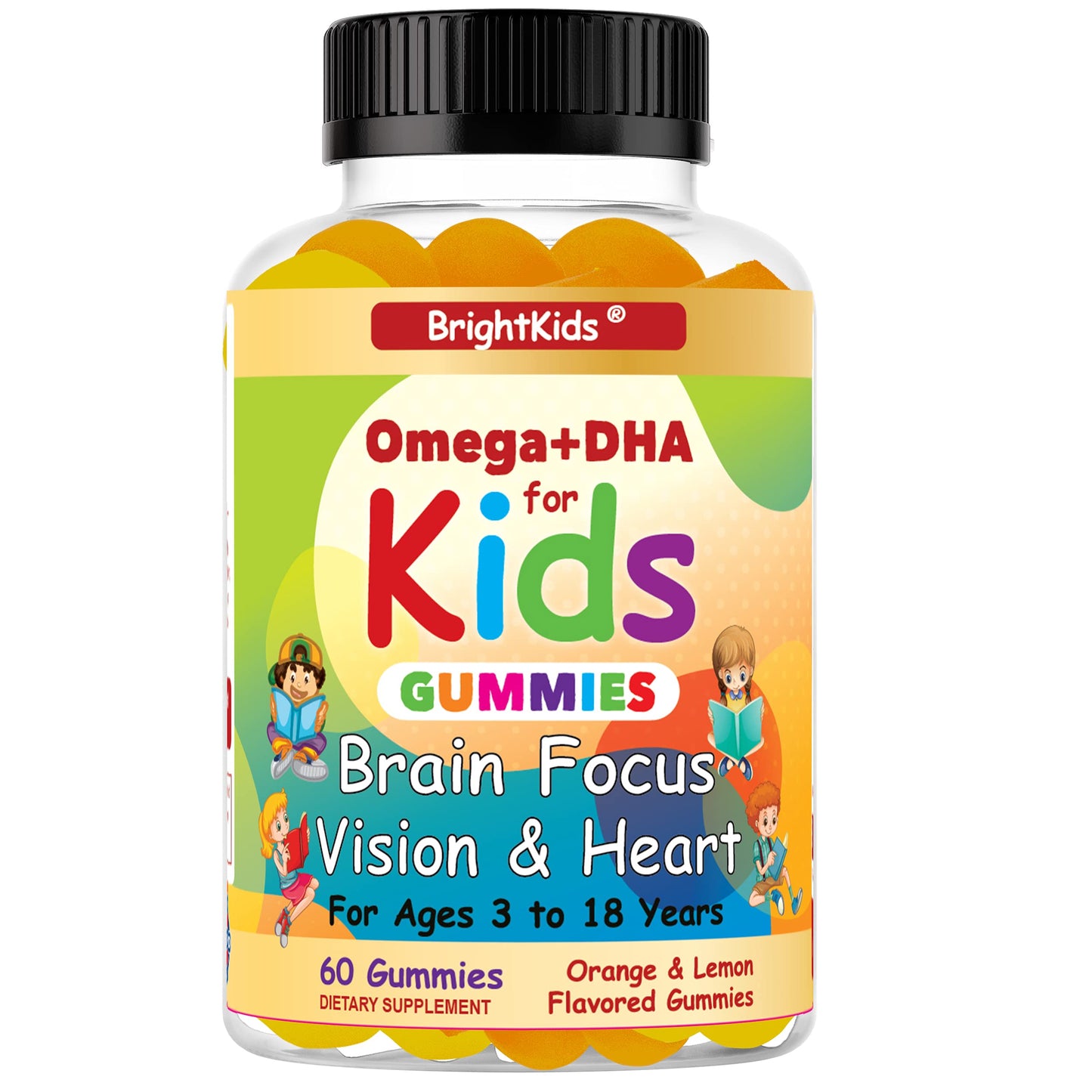 BrightKids Omega DHA Gummies for Kids & Teens, 60 Gummies
