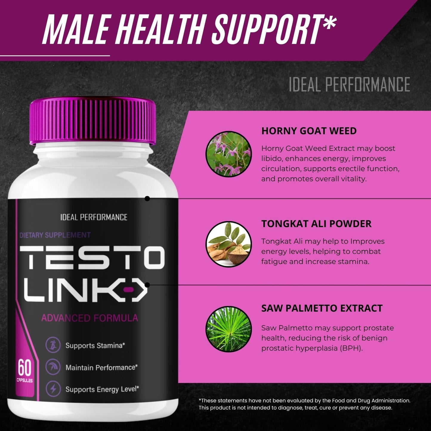 IDEAL PERFORMANCE Testo Link Capsules 60 Count