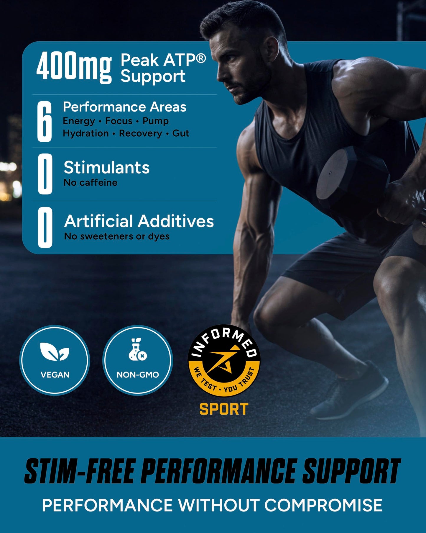 POWER PLAY FUEL Stim Free Pre Workout Powder, Blueberry Pomegranate, 13.44 oz