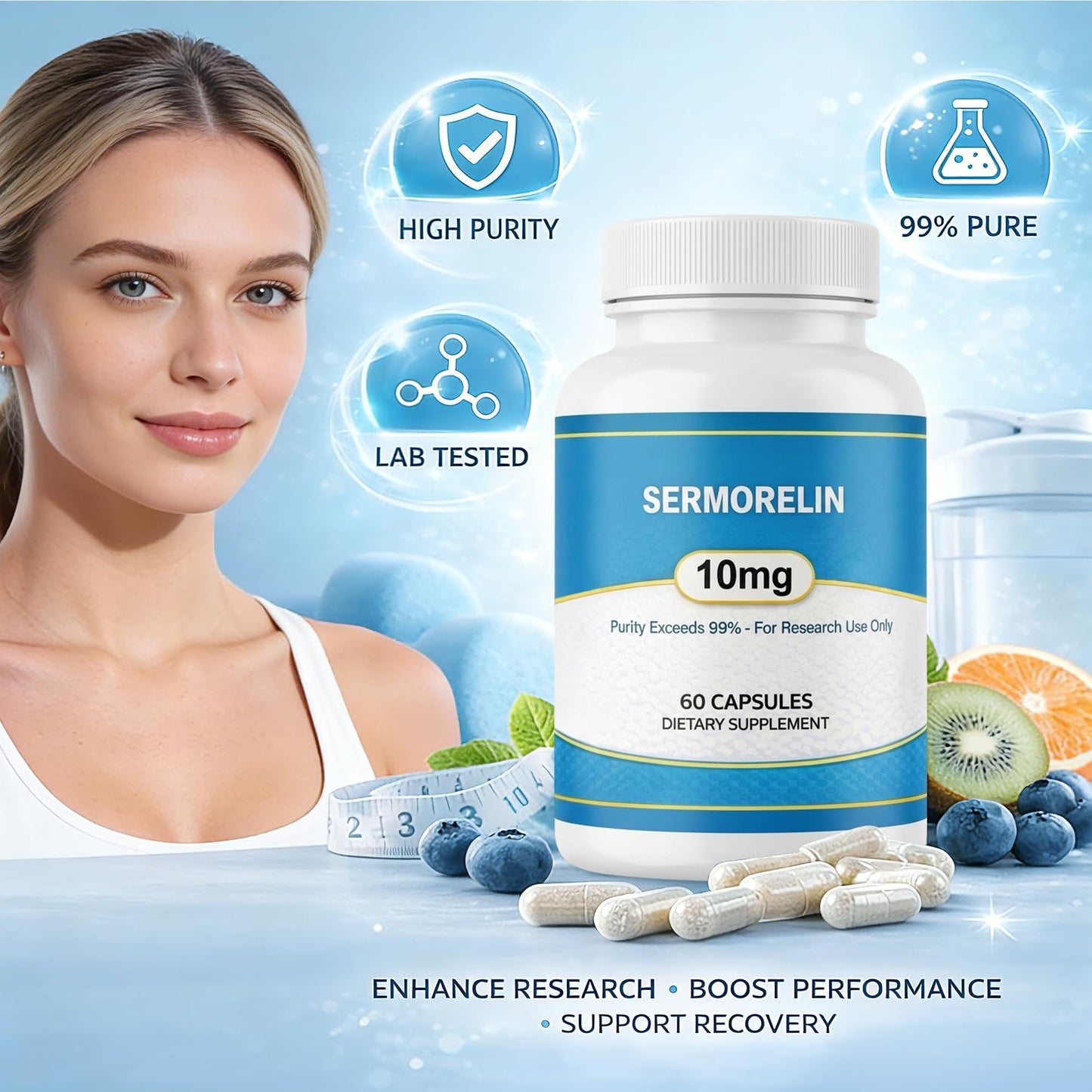 Caeltae Sermorelin Research Peptide 10MG Capsule, 60 Count