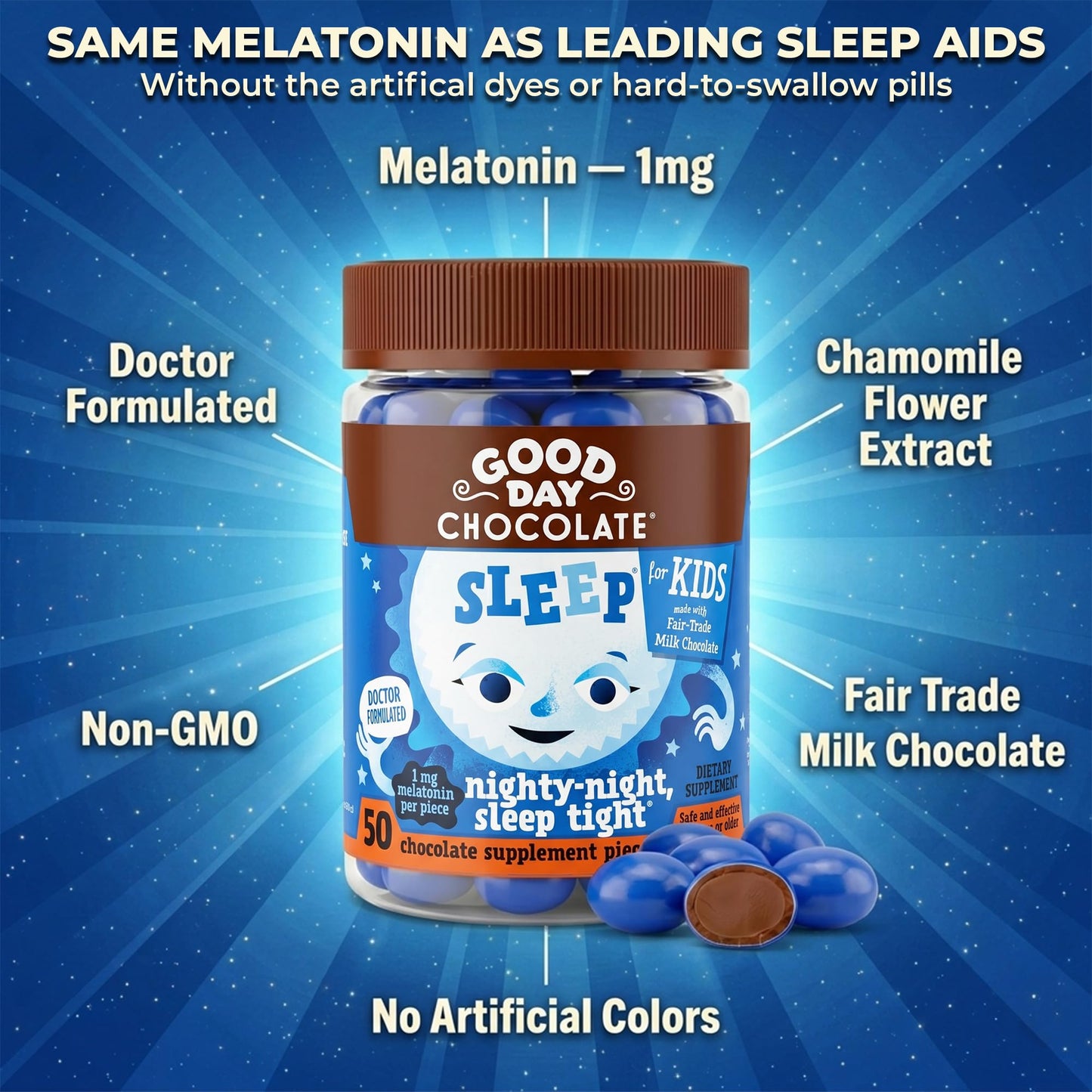 Good Day Chocolate Melatonin for Kids Chewable 100