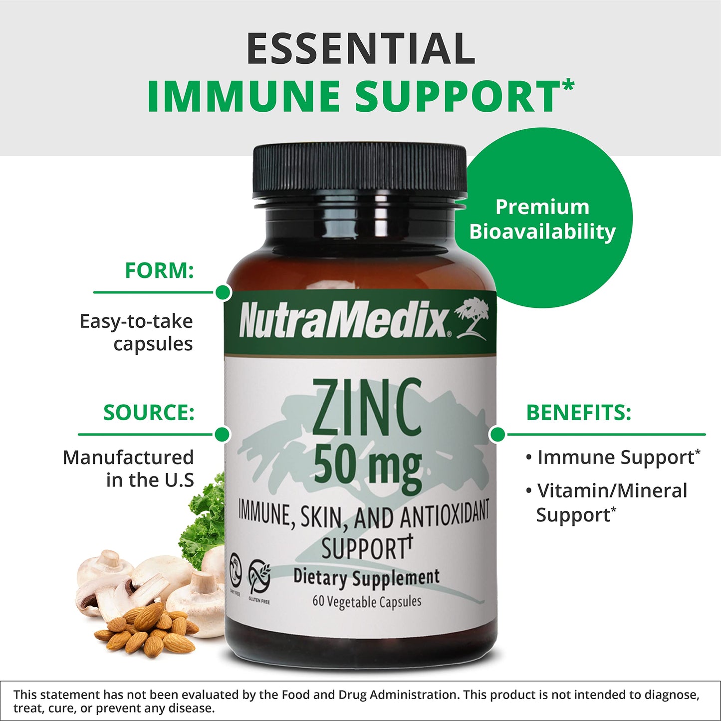 NutraMedix Zinc 50mg Capsules 60 Count