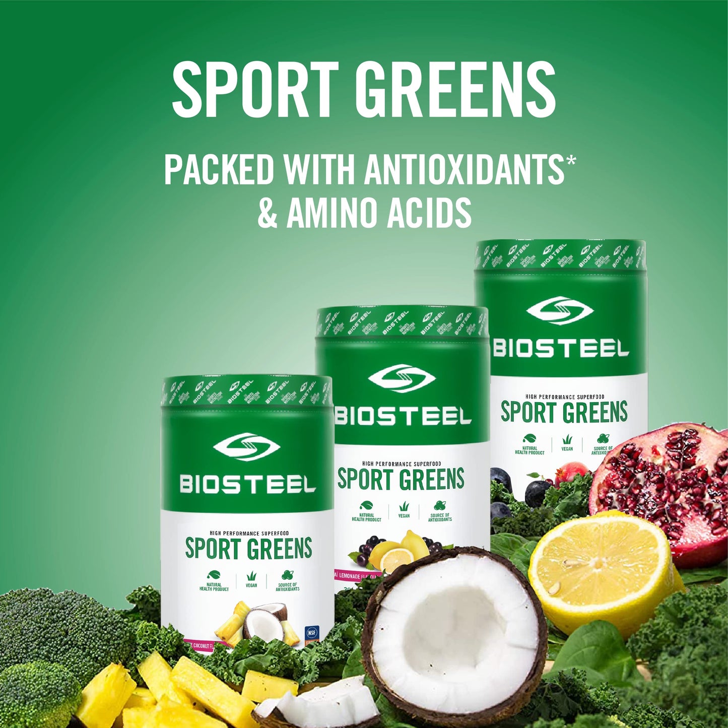 BIOSTEEL Sport Greens Powder 30 Servings Pomegranate Berry