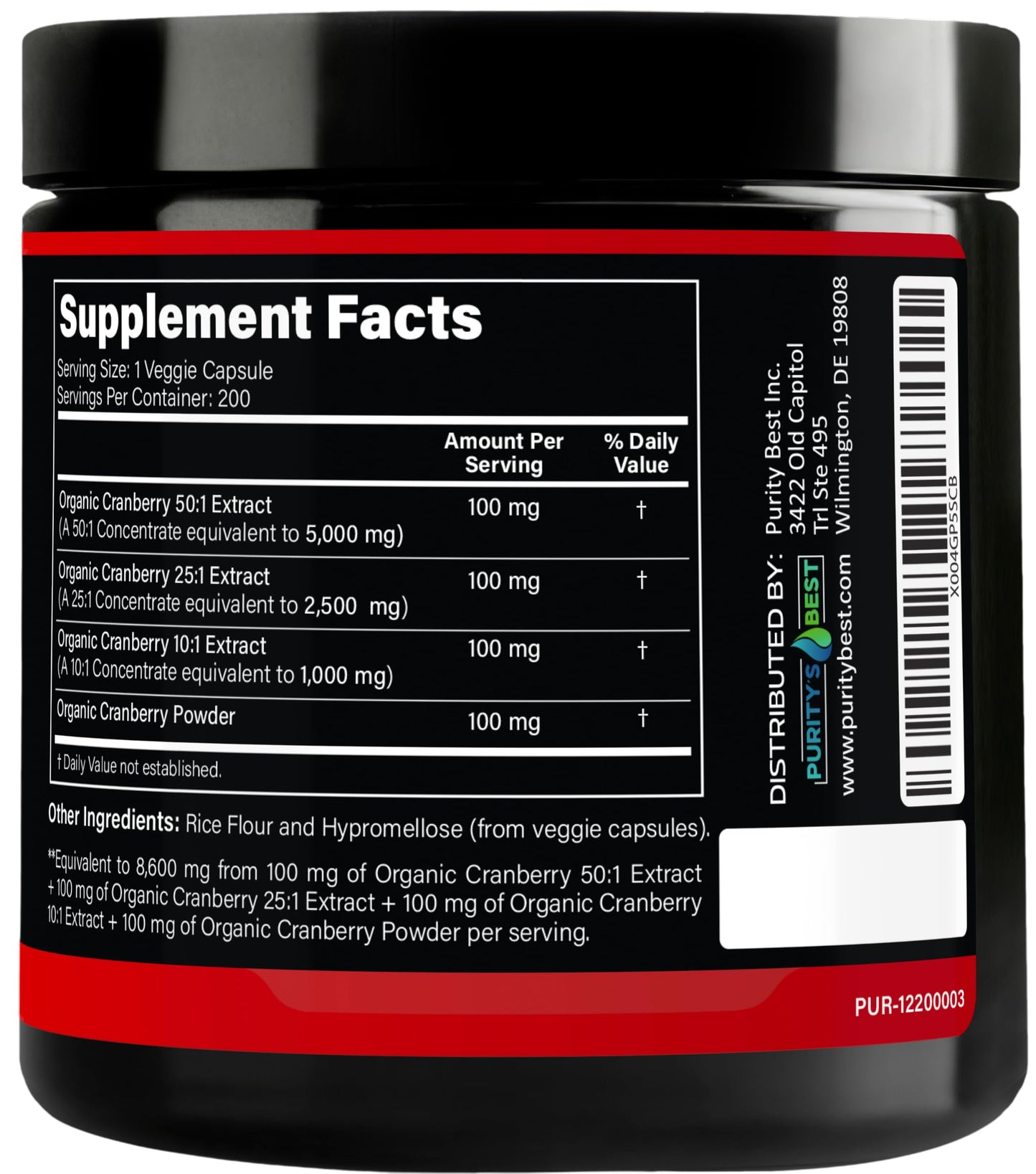 Purity`s Best Cranberries Organic Cranberry Extract Veggie Caps 200