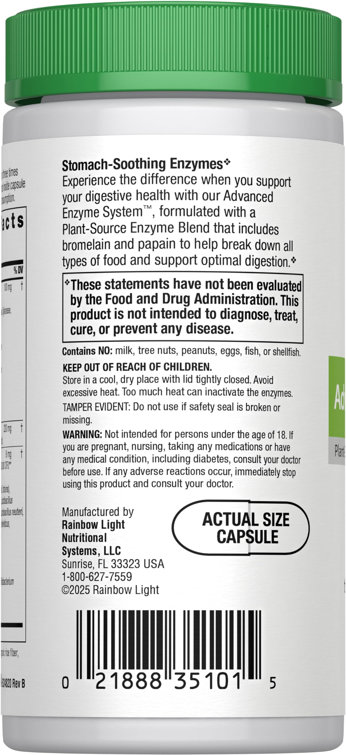 Rainbow Light Advanced Enzyme Supplement Capsule, 90 Count
