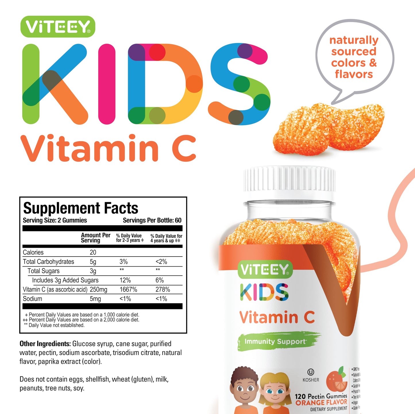 Viteey Kids Vitamin C Gummies 120 Count