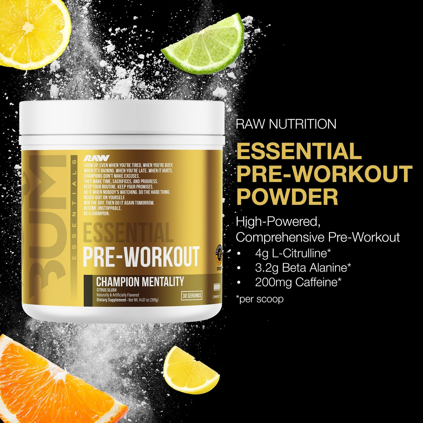 RAW Essential Pre-Workout Powder 17.6