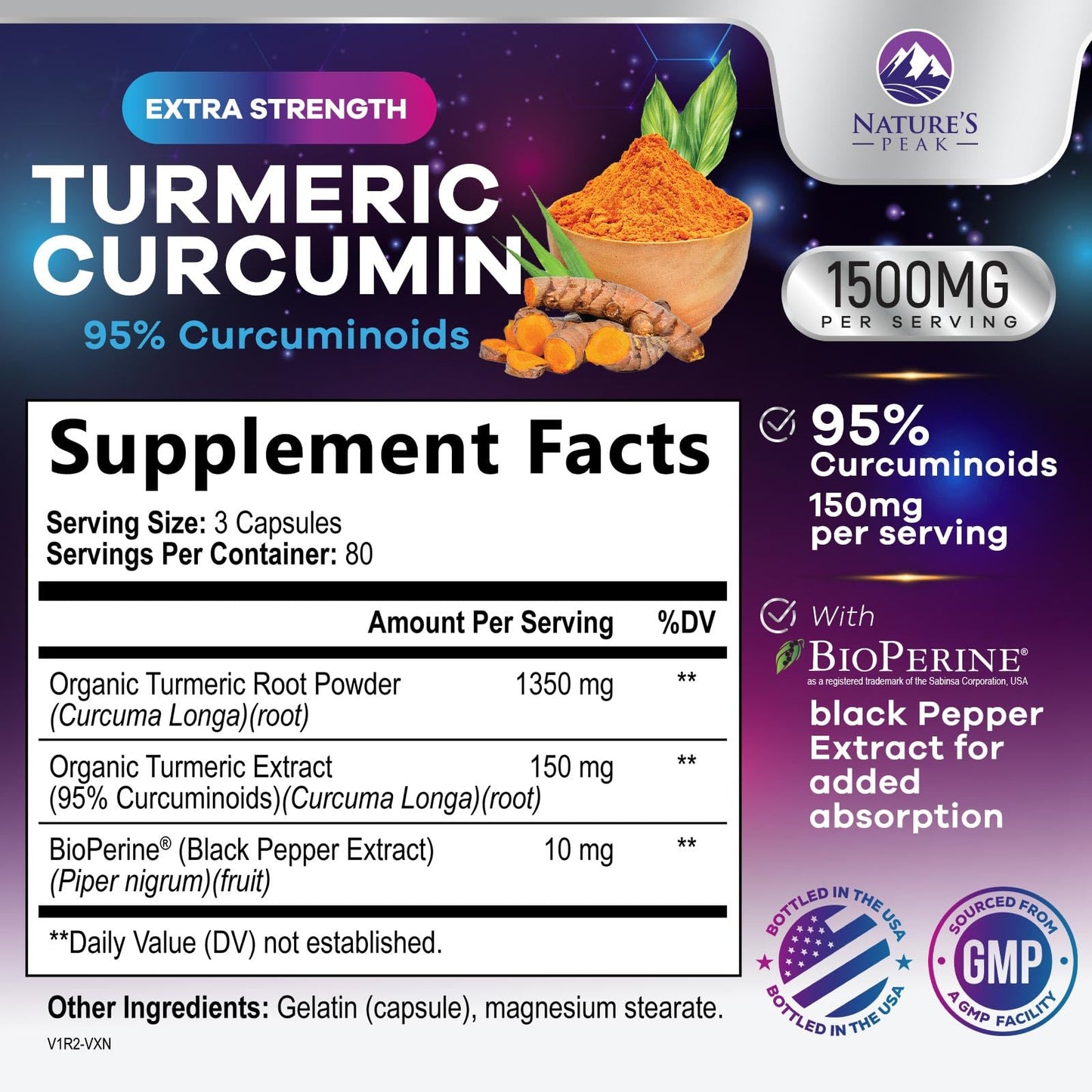 Nature's Peak Turmeric Curcumin Supplement Capsule 240 Capsules