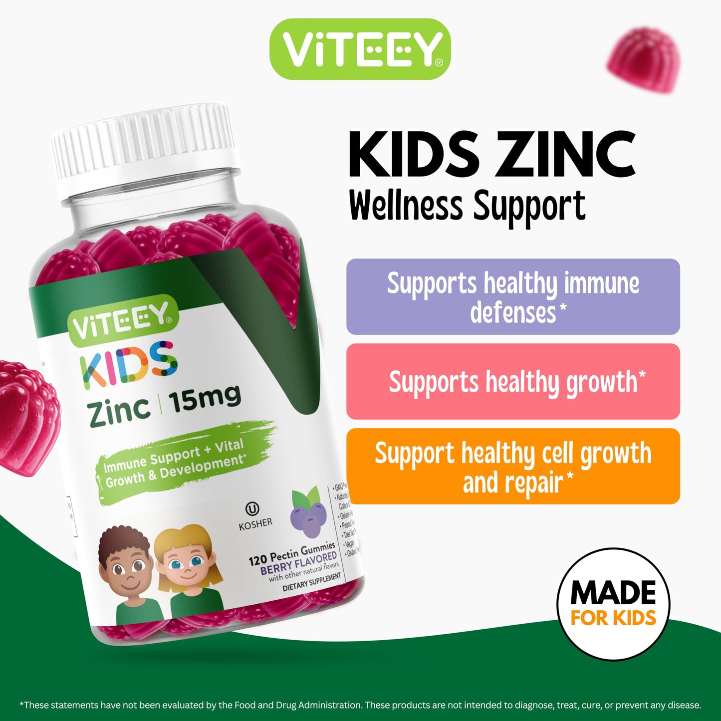 Viteey Zinc for Kids Gummy 120 Count