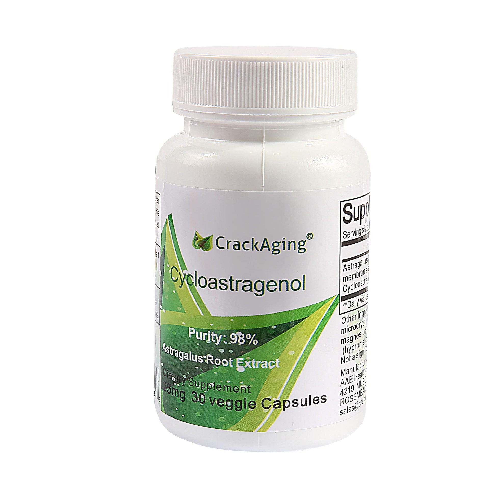 Crackaging Cycloastragenol 98% Anti-Aging & Telomerase Activation Supplement 25mg, 30 Capsules