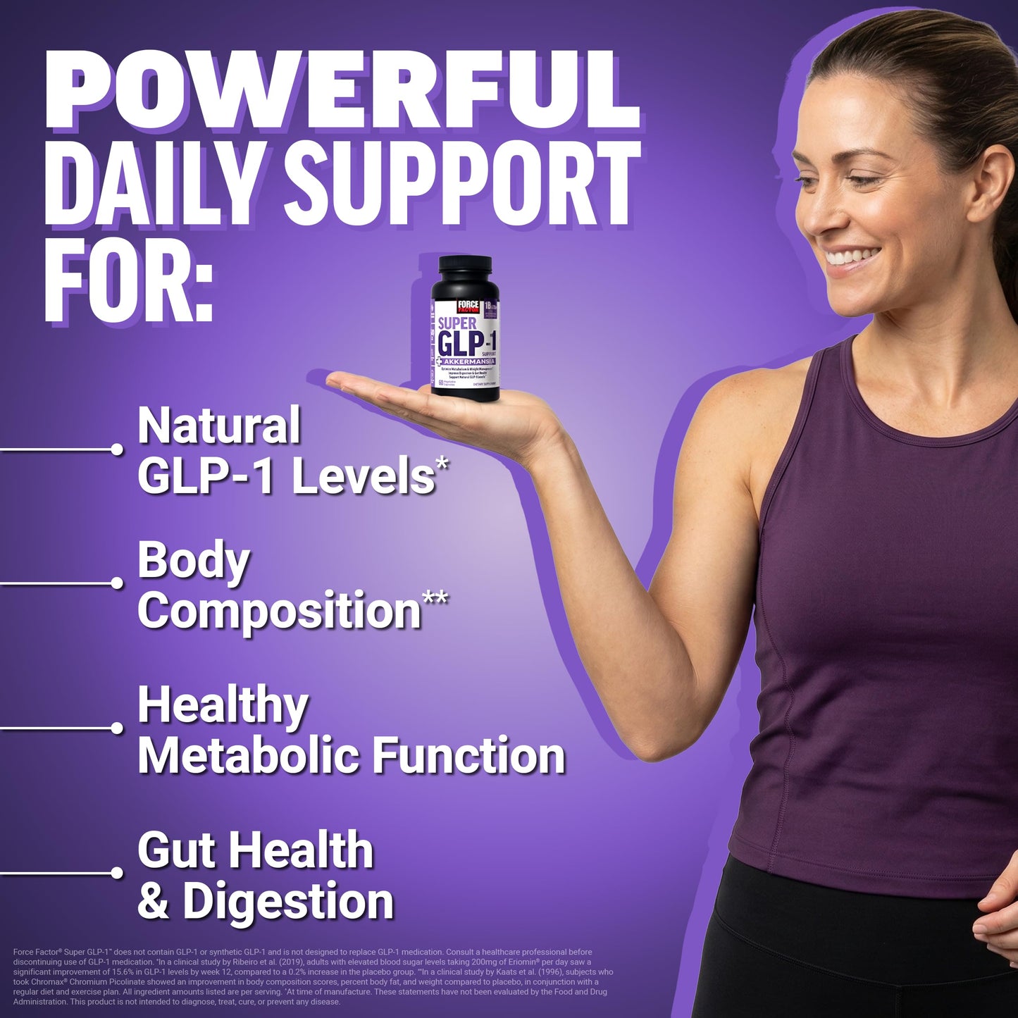 Force Factor Super GLP-1 Support + Akkermansia Probiotic, 60 Capsules