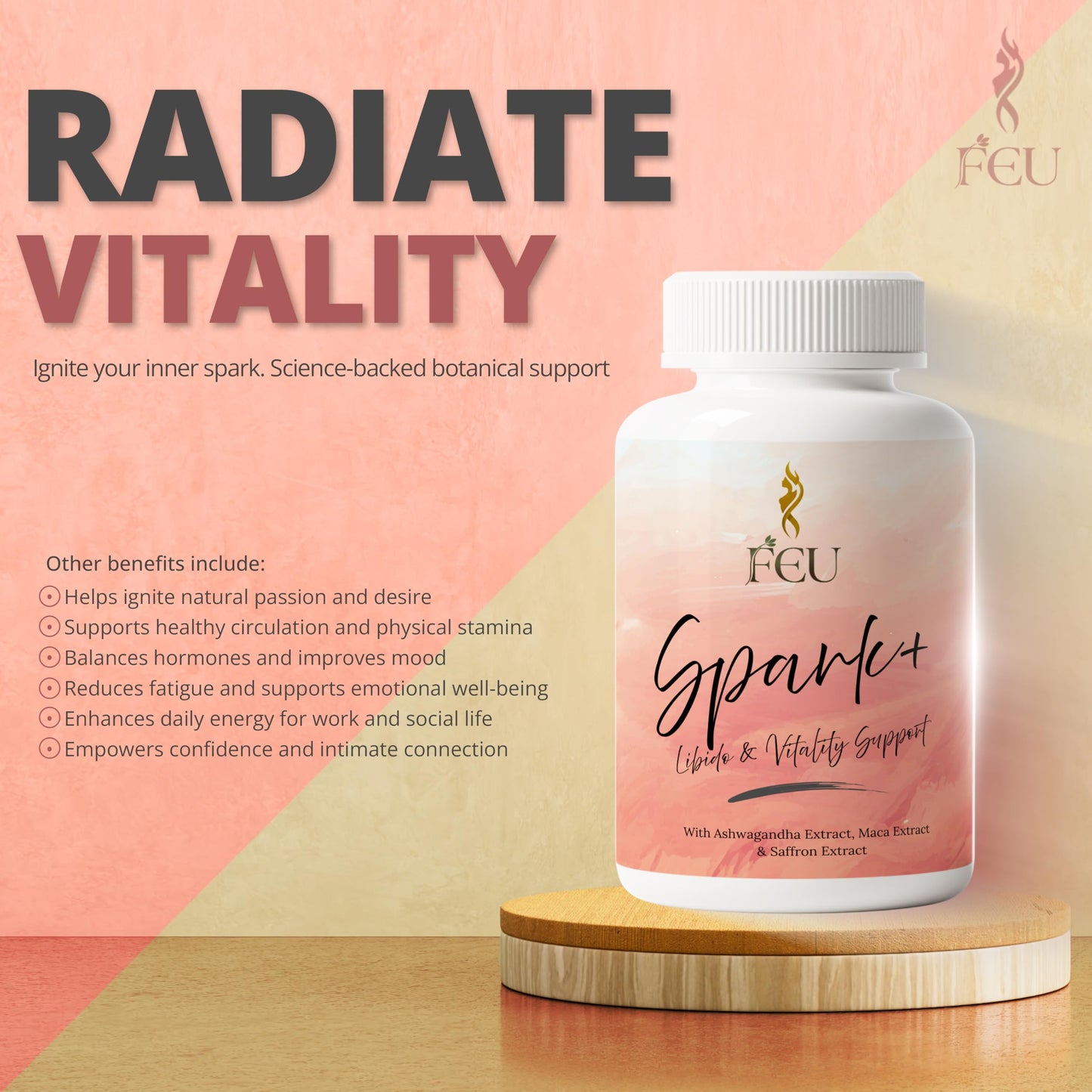 FEU Spark Plus Women Libido & Intimacy Support Supplement Capsule, 120 Capsules