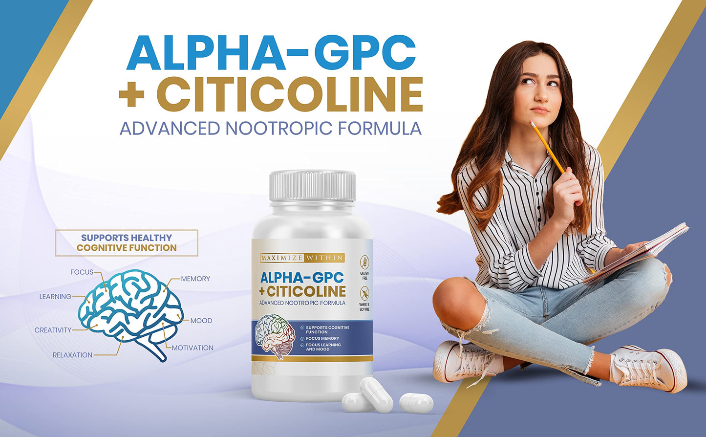 Maximize Within Alpha GPC + Citicoline 1600mg Concentrated Formula Capsule, 60 Count