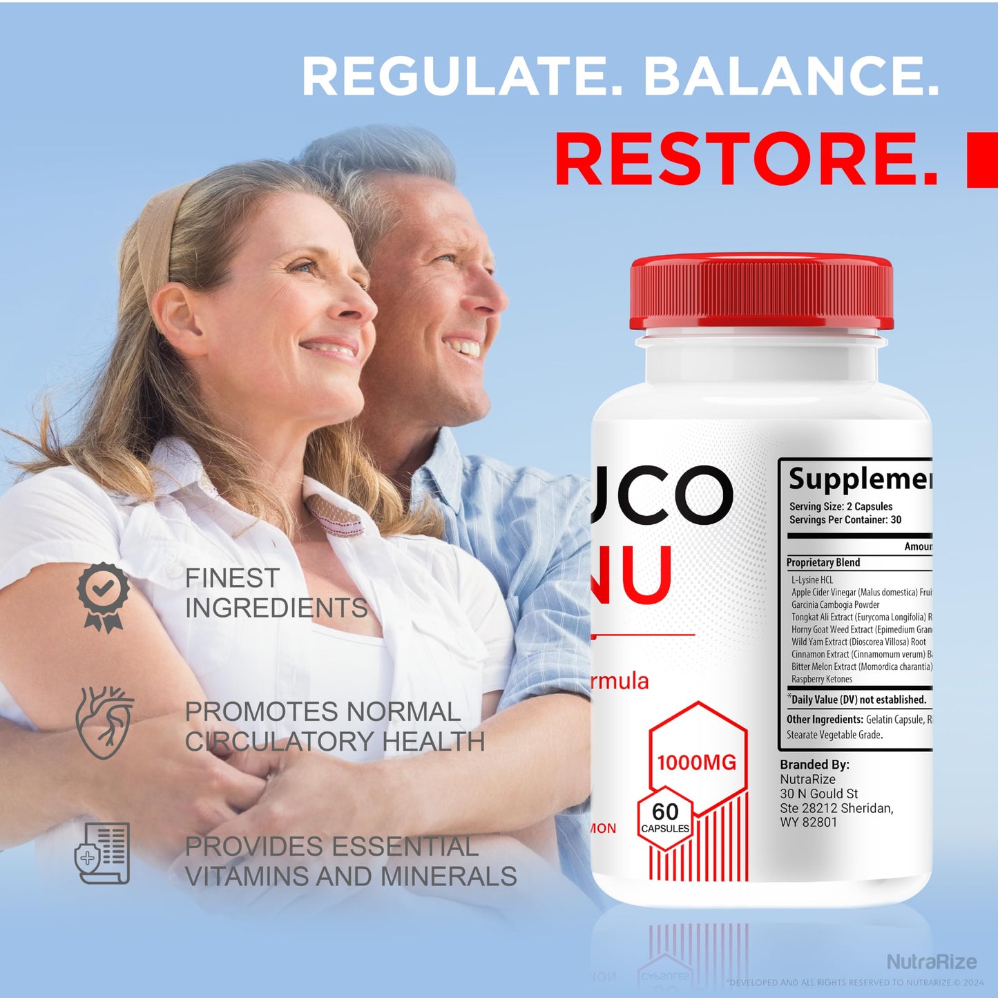 NutraRize GlucoRenu Glyco Optimizer, 120 Capsules