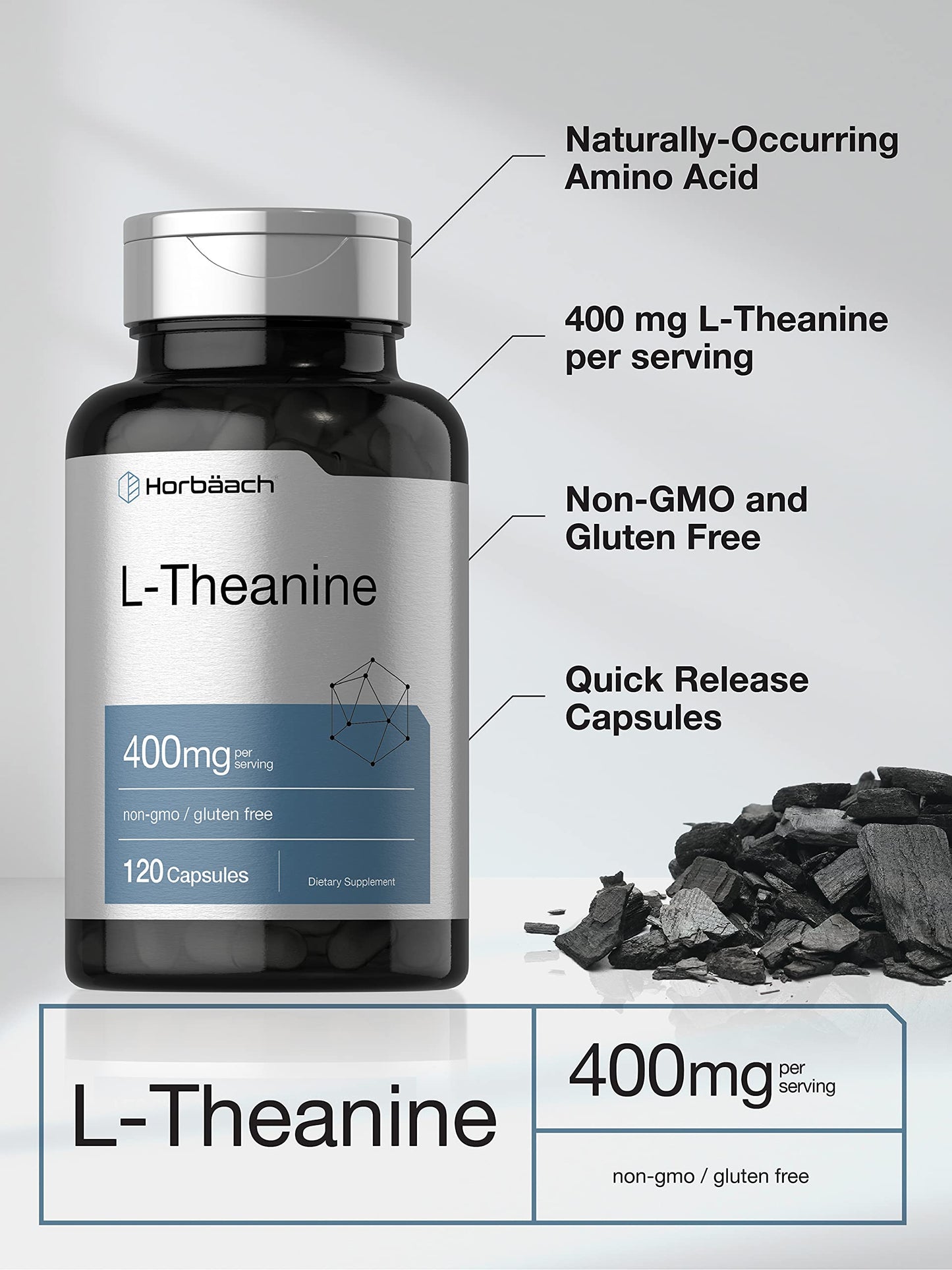 Horbäach L-Theanine Supplement Capsule 120 Count