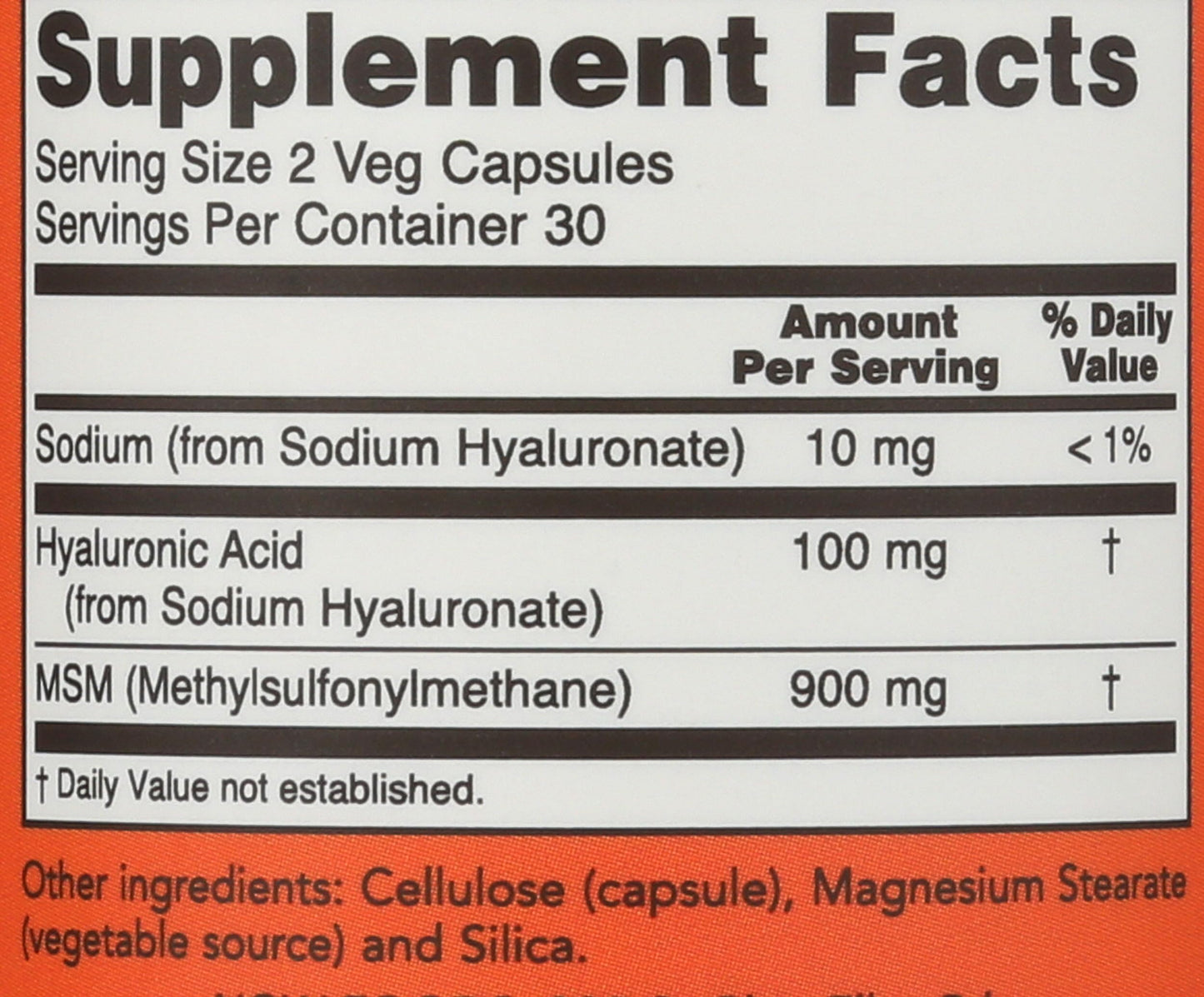 NOW Foods Hyaluronic Acid MSM Capsule 60 Capsules