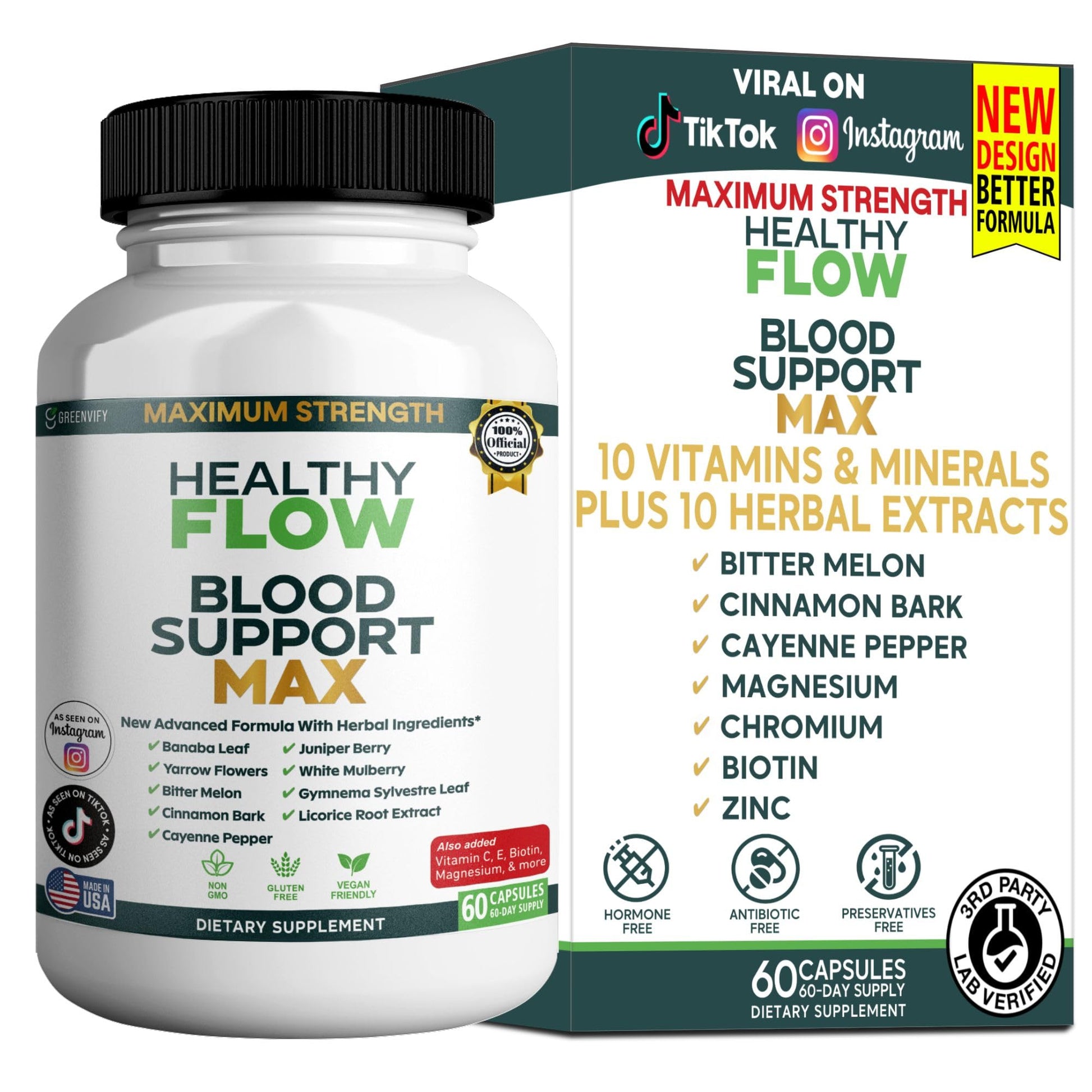 GREENVIFY Healthy Flow Blood Support Max Capsules, 60 Capsules