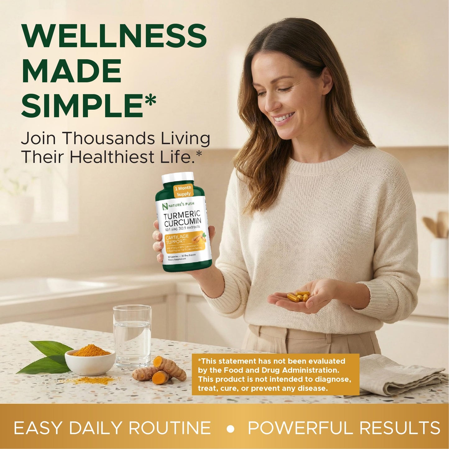 Nature's Push Turmeric Curcumin Super Potent 30:1 Extract 375mg 90% Curcuminoids, 1,350mg Turmeric Root 10:1 Plus Black Pepper Capsules, 90 Count