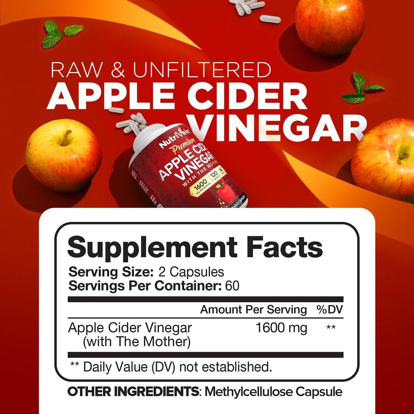 Nutrivein Apple Cider Vinegar & Berberine Capsules Bundle 240 Capsules