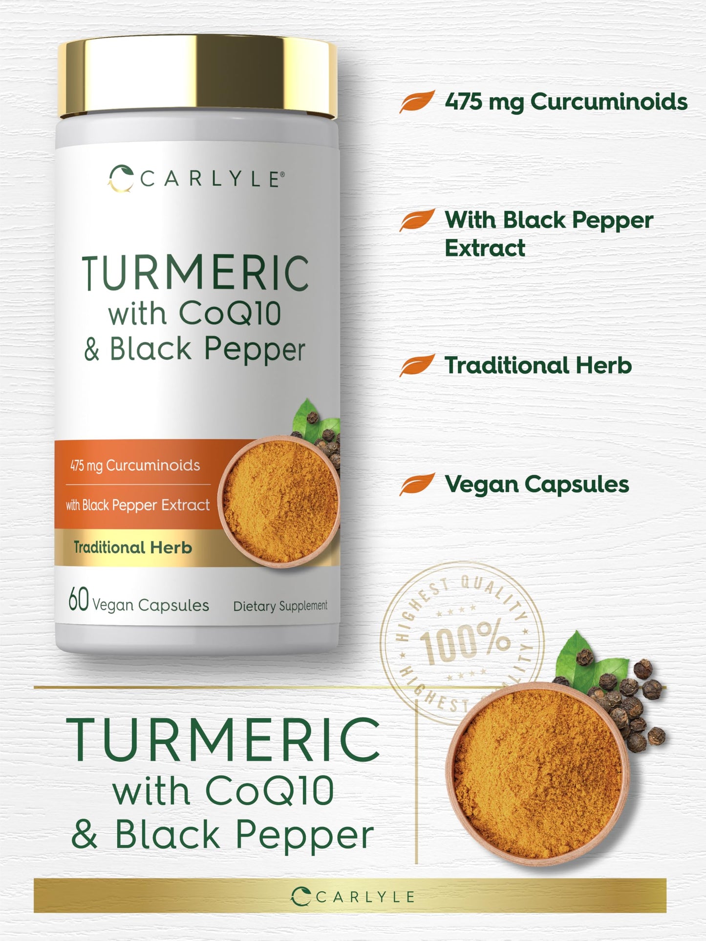 Carlyle Turmeric with Black Pepper Extract 60 Capsules