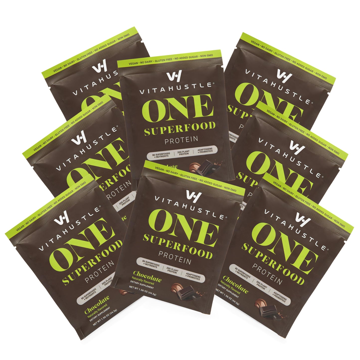 VitaHustle ONE Vegan Protein Powder Travel Packets, 10 Packets