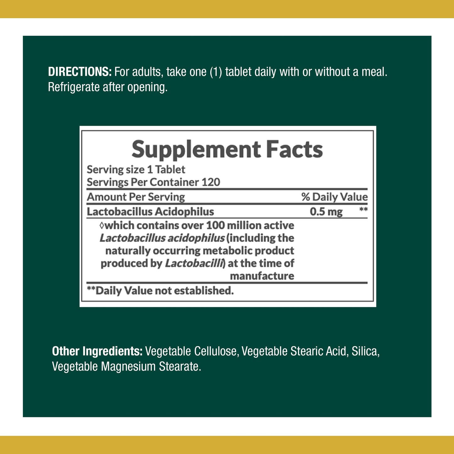 Nature's Bounty Acidophilus Probiotic Tablets 100 Count