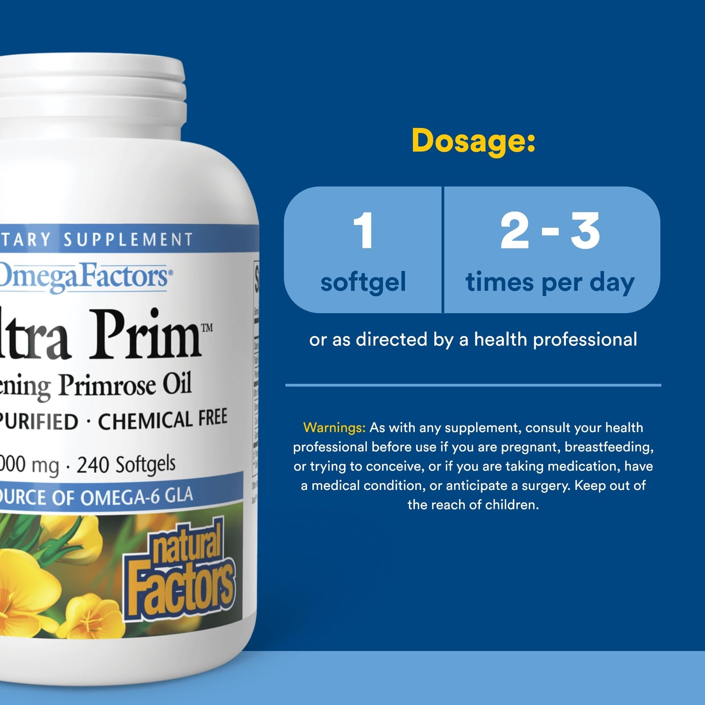Natural Factors Omega Factors Ultra Prim Evening Primrose Oil Softgels 240