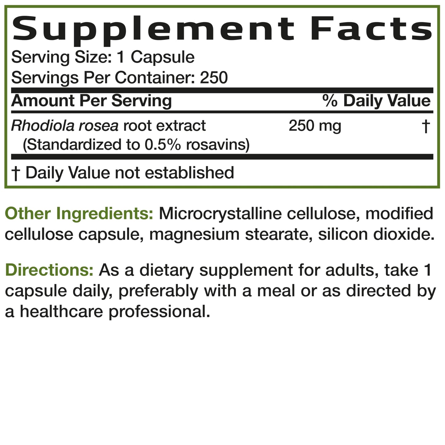 Bronson Rhodiola Rosea Capsules 250 Count