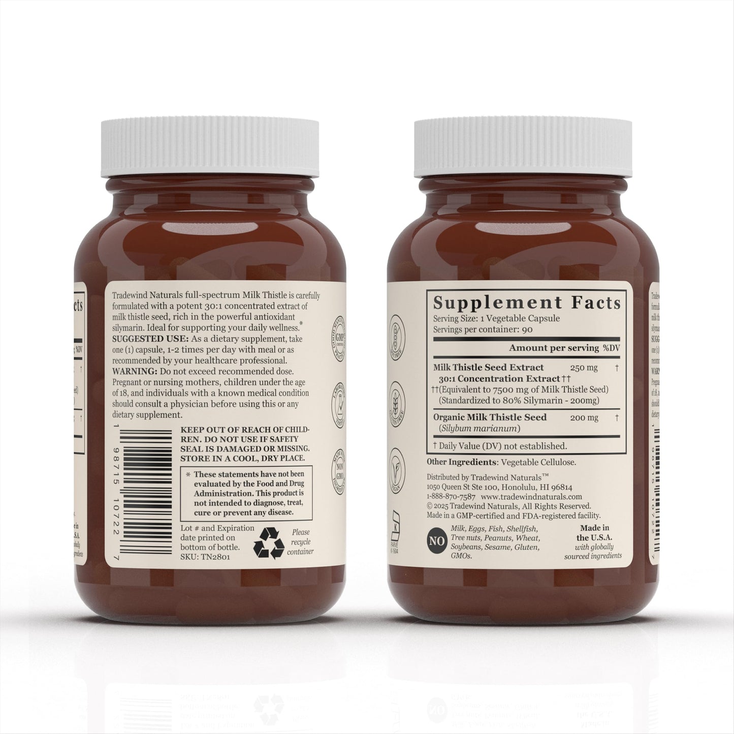 Tradewind Naturals Milk Thistle Supplement Capsule 90 Count