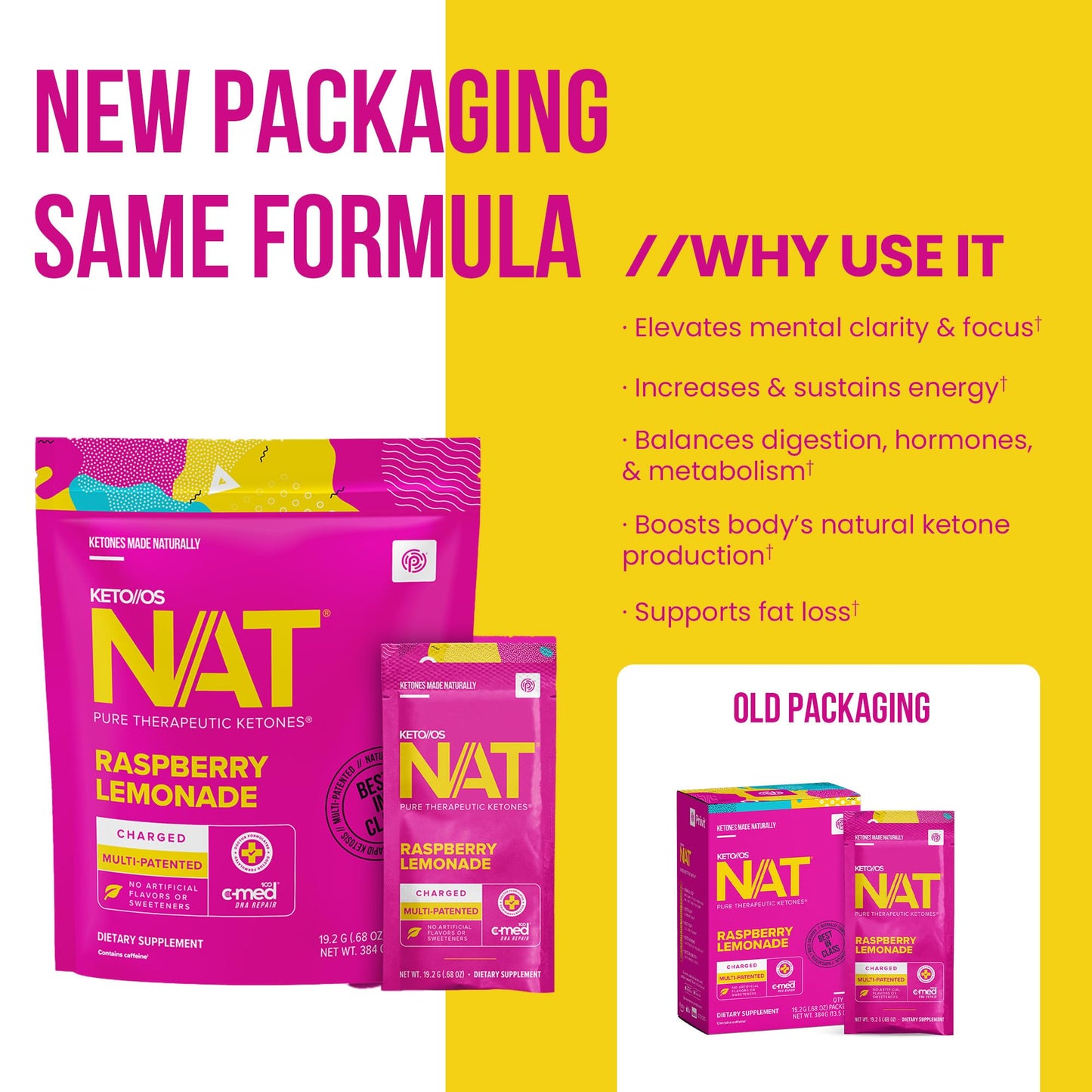 PRÜVIT Keto//OS NAT Raspberry Lemonade Charged Powder 13.5 Ounce