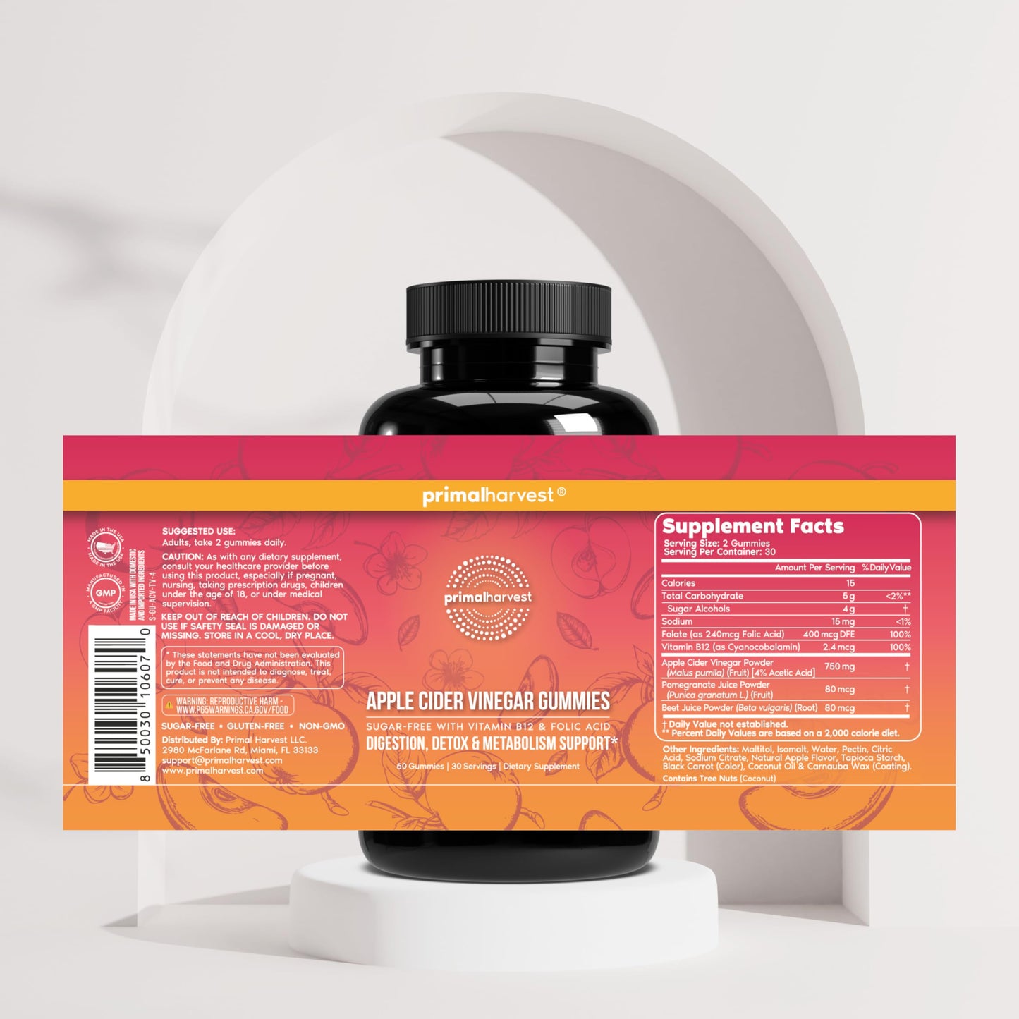Primal Harvest Apple Cider Vinegar Gummies 120 Count