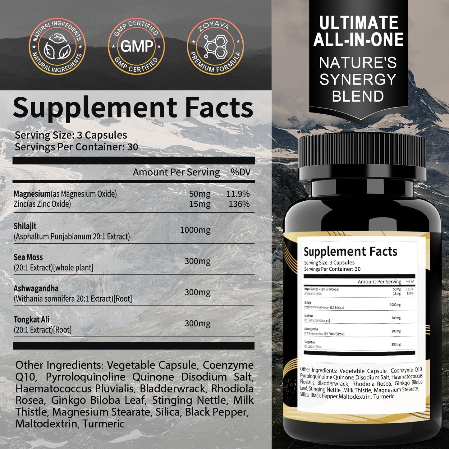Uheco Shilajit Pure Himalayan Organic Fulvic Acid Capsules 90 Count