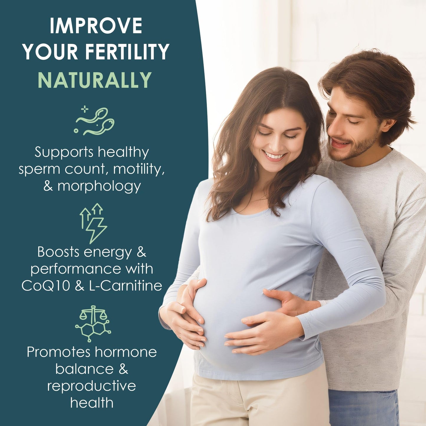 Vital Seed Fertility Support for Men - Sperm Health Prenatal with CoQ10, Zinc, Folate, L-Carnitine & More, 90 Capsules