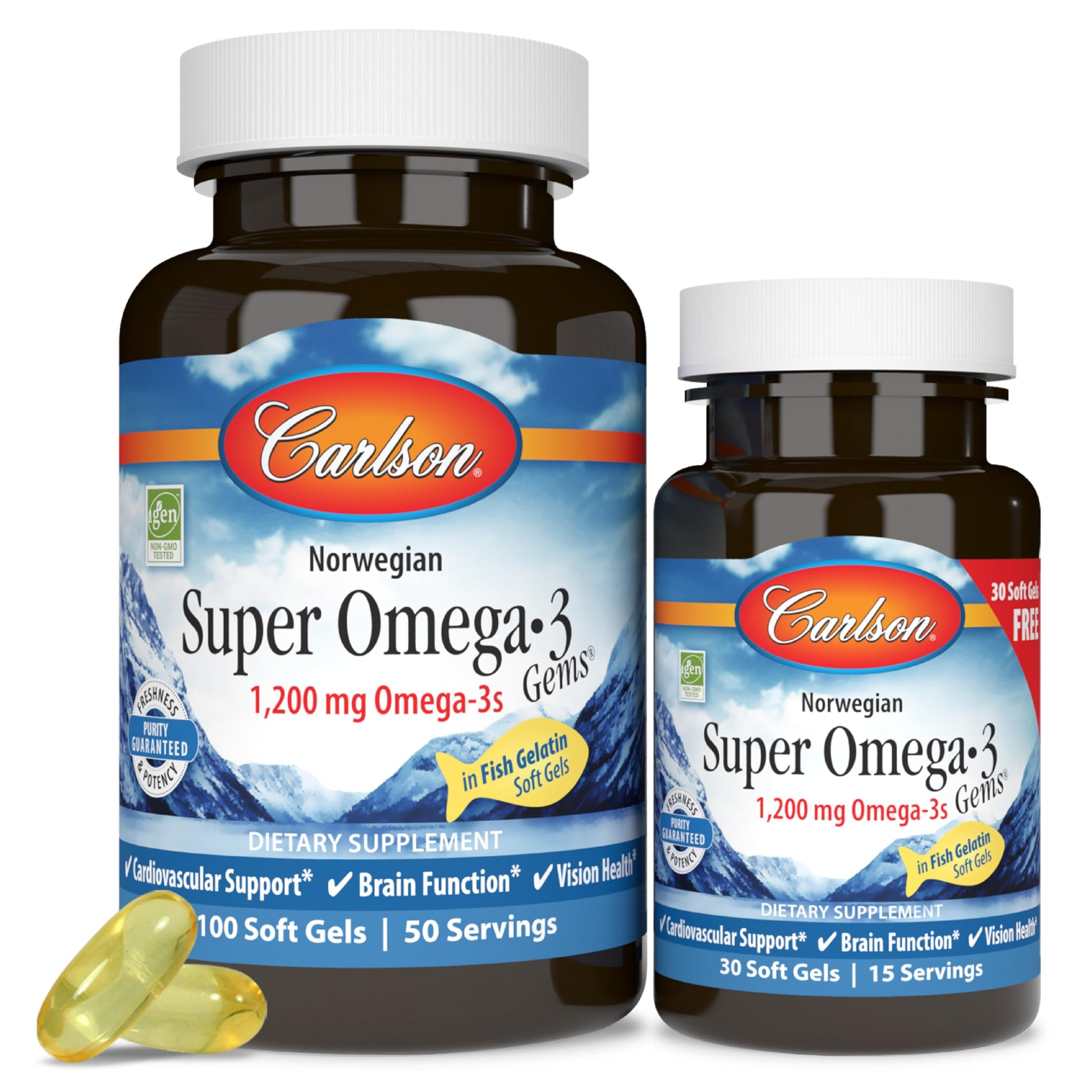 Carlson Super Omega-3 Gems Softgels, 100 Softgels