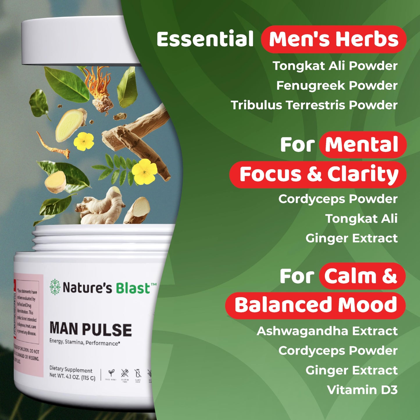 NATURES BLAST Man Pulse Powder 3.67 Ounce