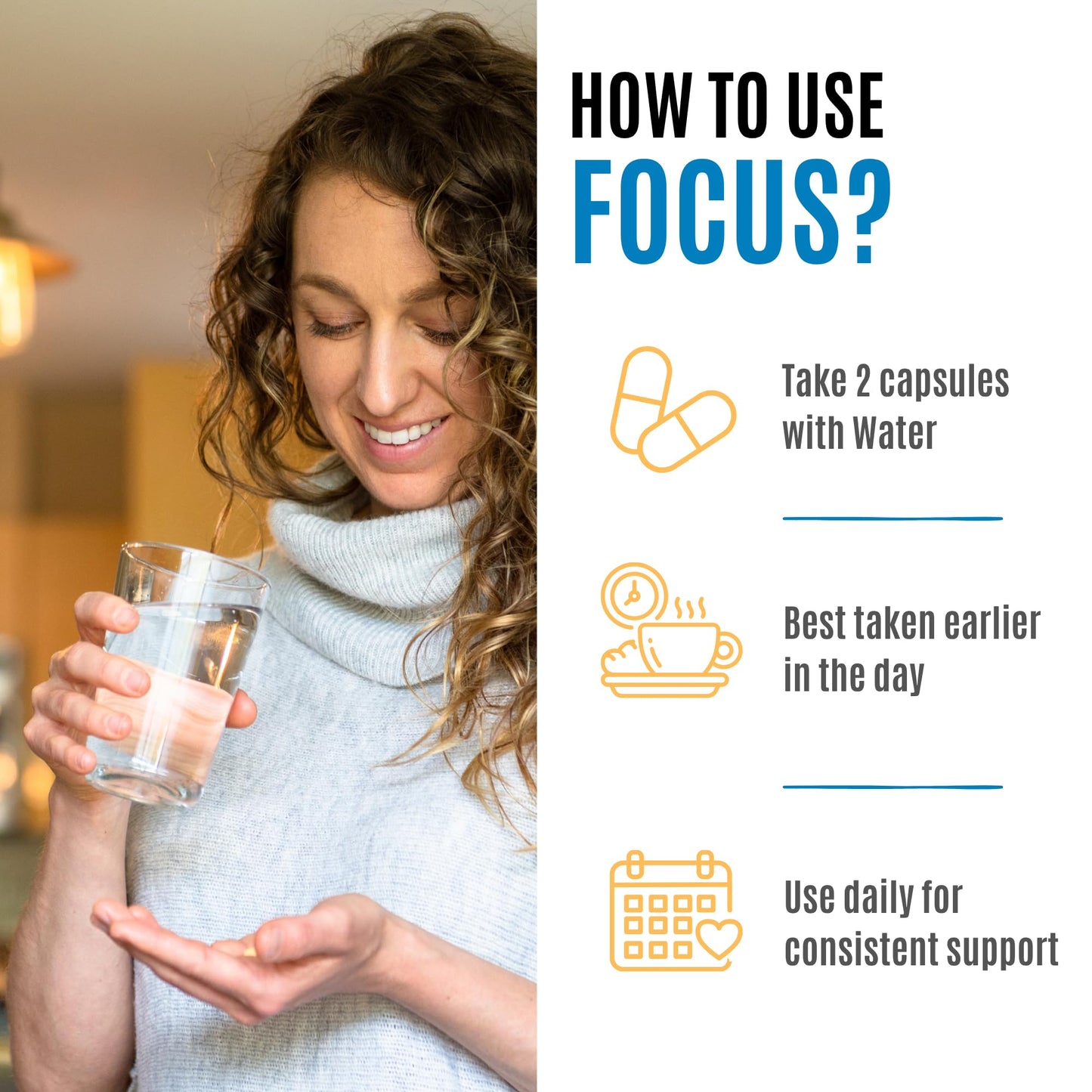 Lumobo Focus Capsules – Caffeine-Free Nootropic Brain Support with Lion's Mane, Bacopa, Rhodiola, L-Theanine & Alpha GPC – No Stimulants – 60 Vegan Capsules