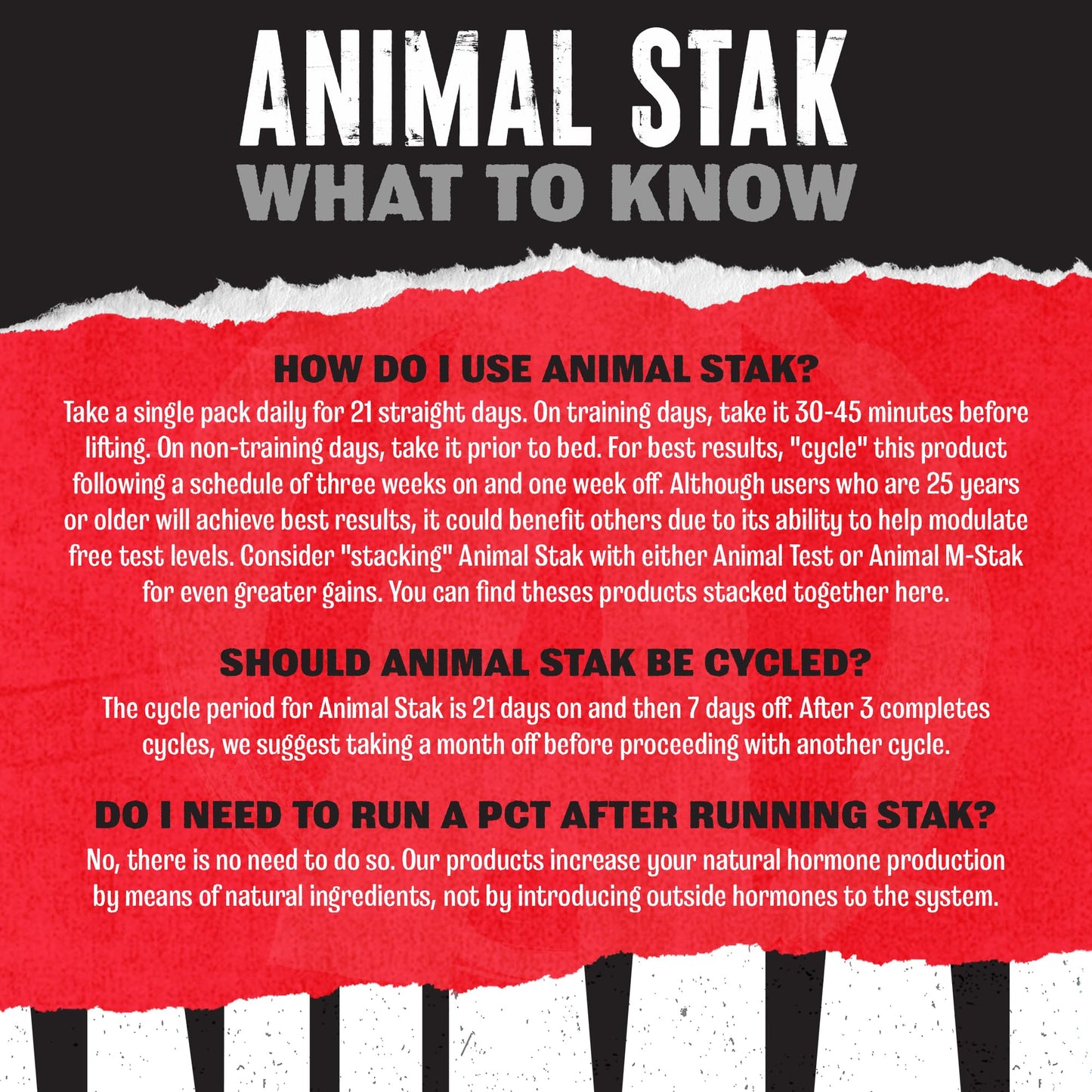 Animal Stak Complete Natural Hormone Booster Supplement with Tribulus Natural Testosterone Booster for Athletes Contains Estrogen Blockers 21 Capsules