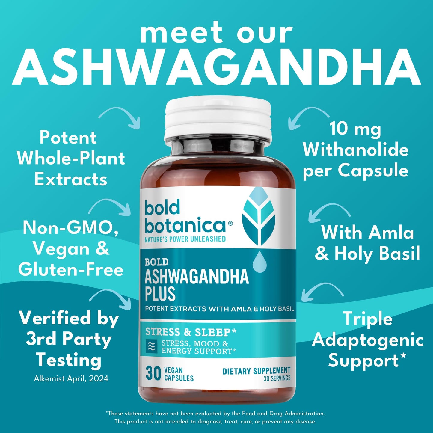 Bold Botanica Ashwagandha Plus Capsules 30 Count