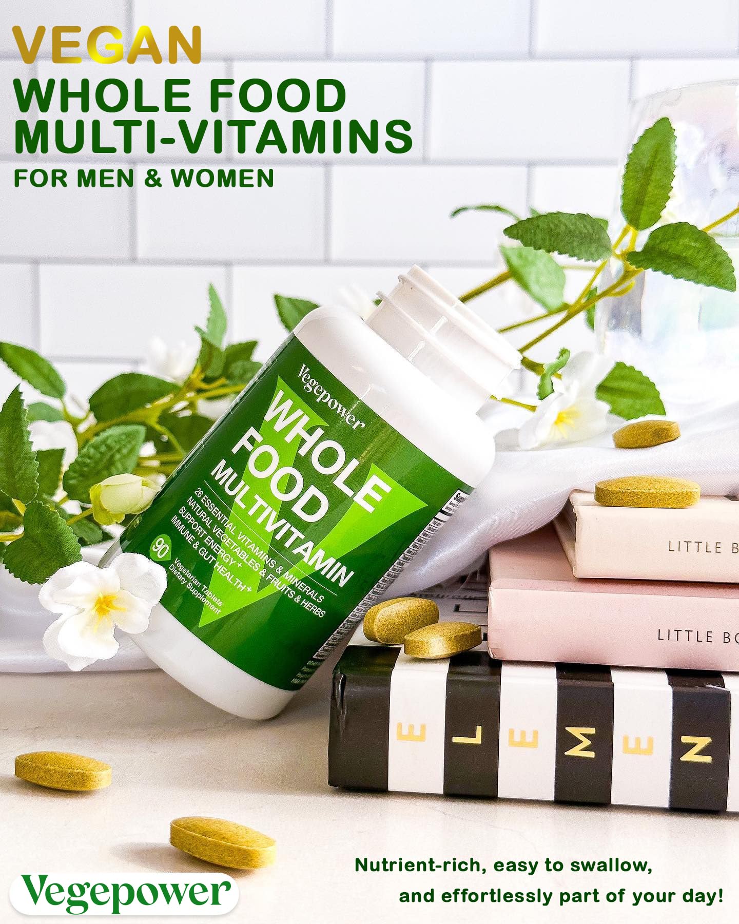 VEGEPOWER Vegan Whole Food Multivitamins with Iron, 90 Tablets