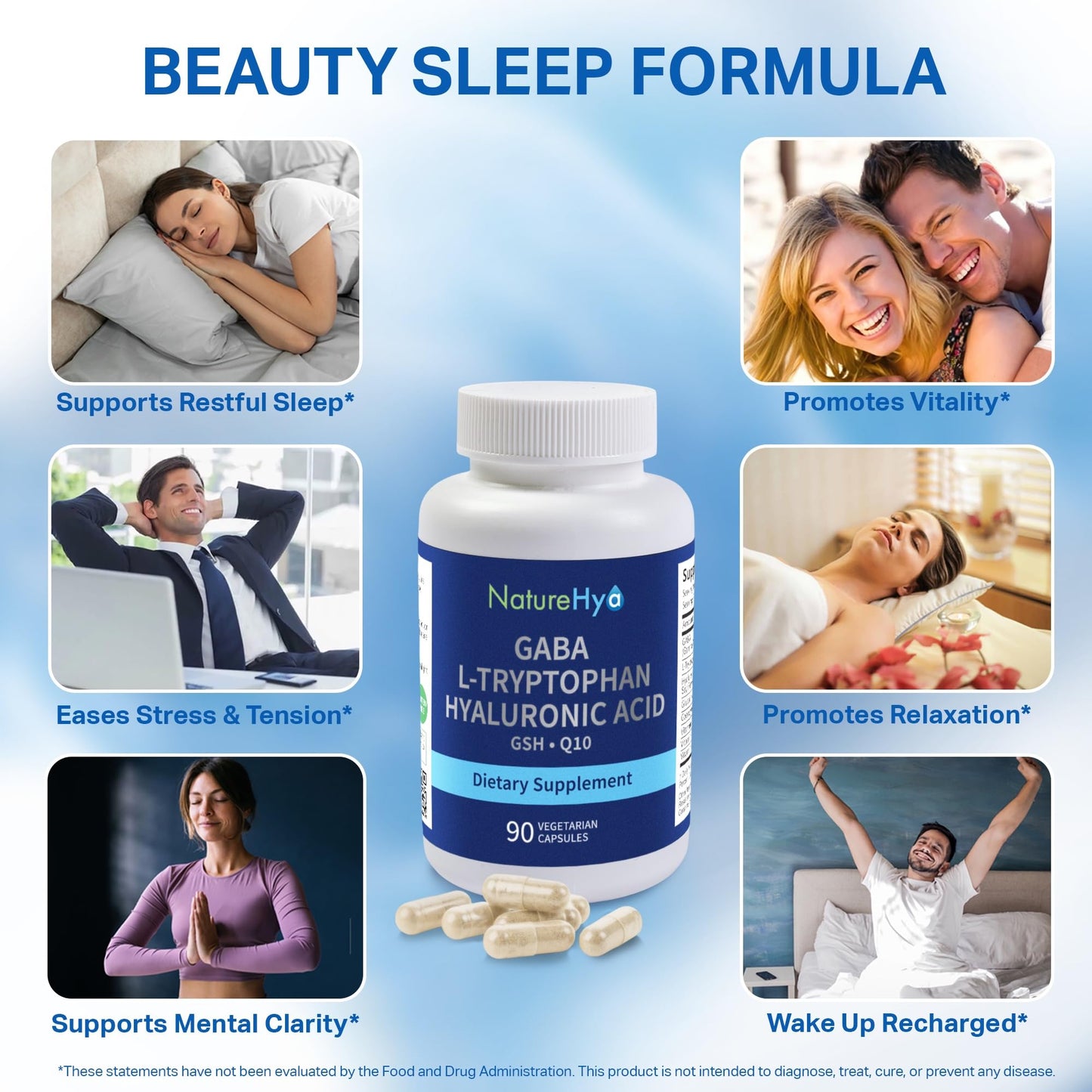 NatureHya GABA + L-Tryptophan Sleep Aid Supplement Capsule 90 Count