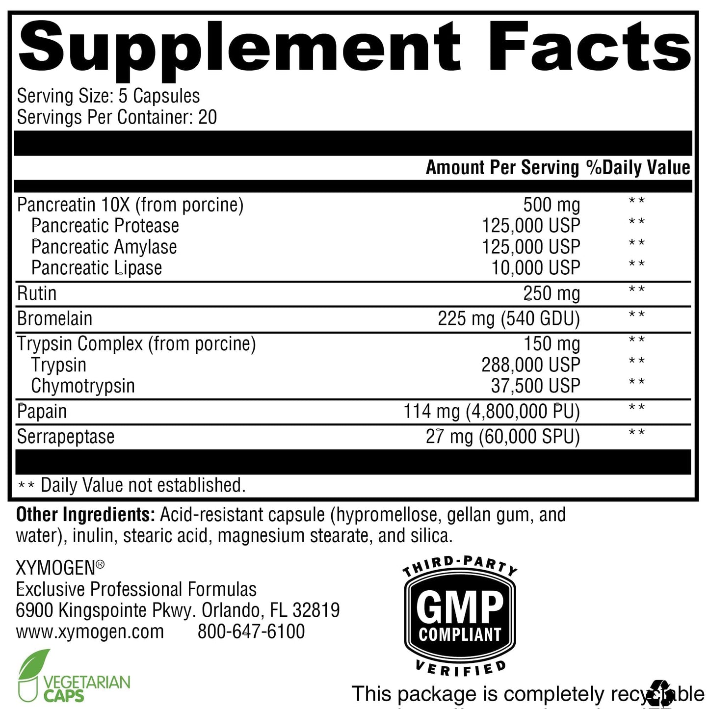 XYMOGEN ProteoXyme Capsule, 100 Capsules