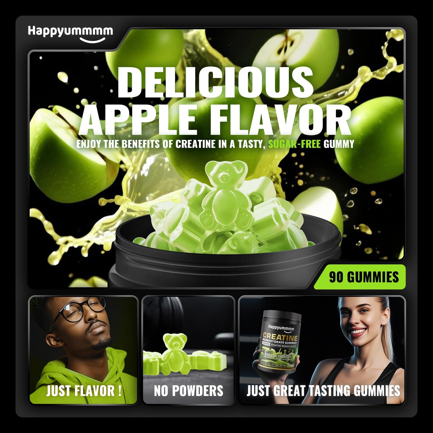 Happyummmm nutrition Creatine Monohydrate Gummies 90 Gummies