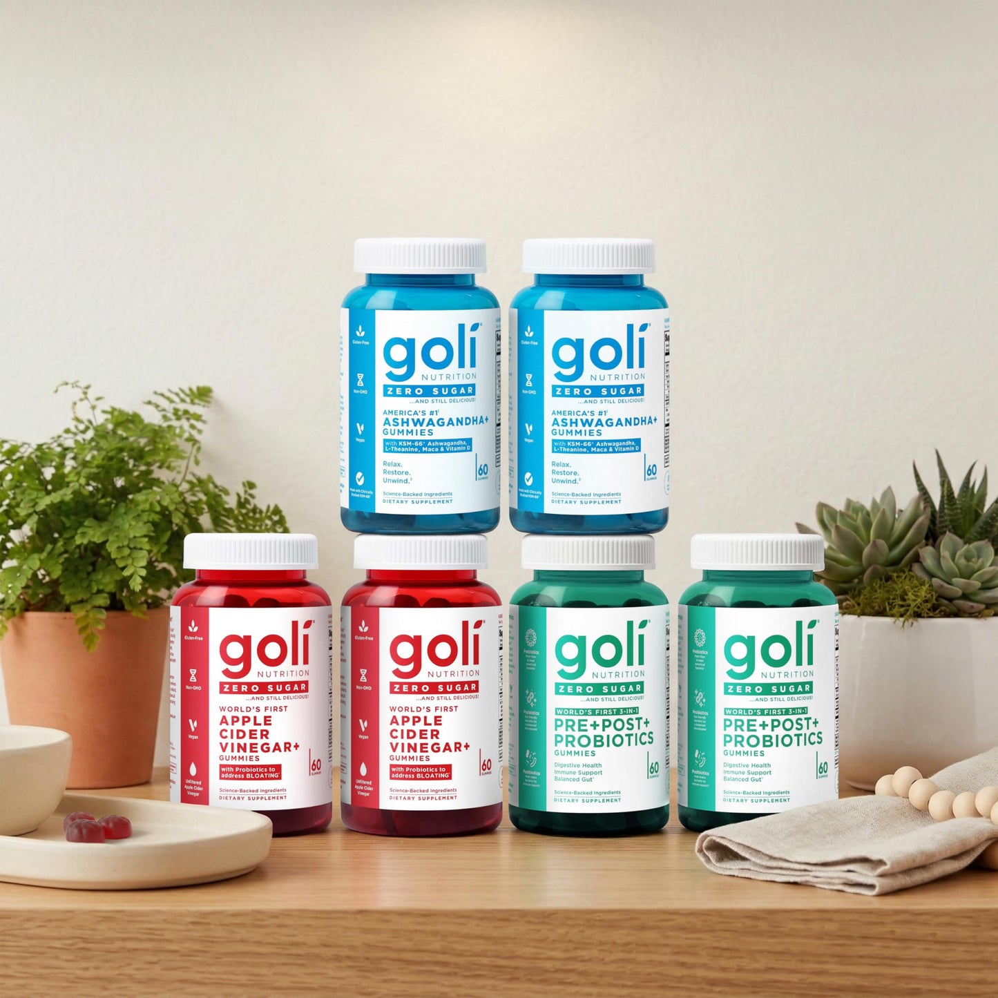 Goli Zero Sugar 6 Pack Bundle Gummy, 360 Gummies
