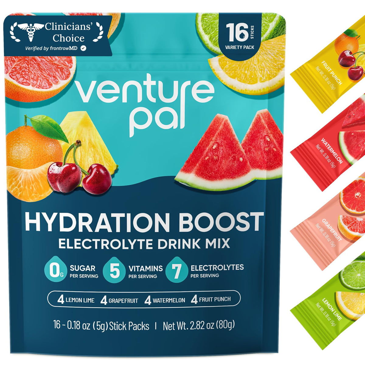 Venture Pal Sugar Free Electrolyte Powder Packets, Keto Friendly, 16 Sticks