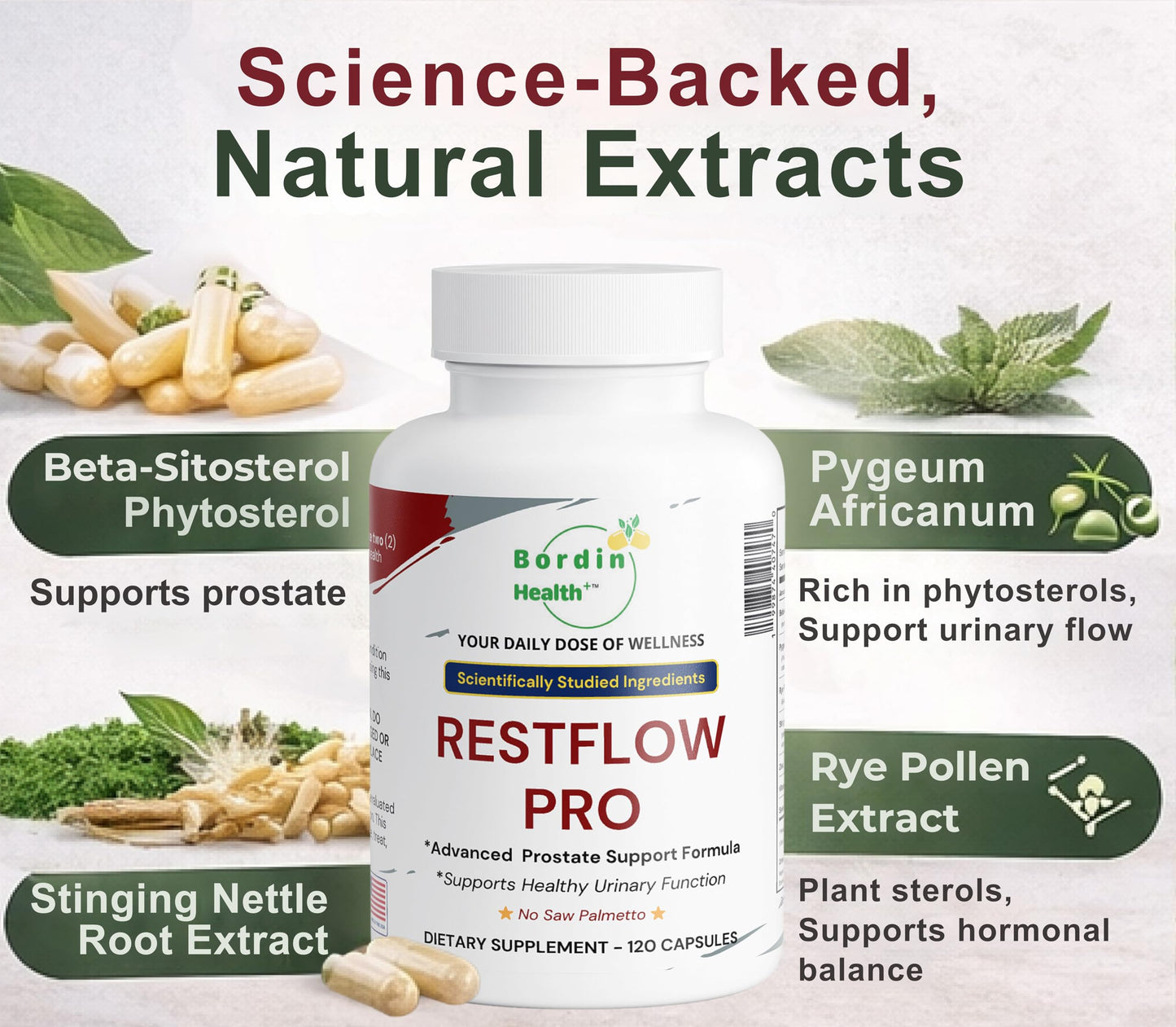 Bordin Health RestFlow Pro Advanced Prostate Support Capsules 120 Count